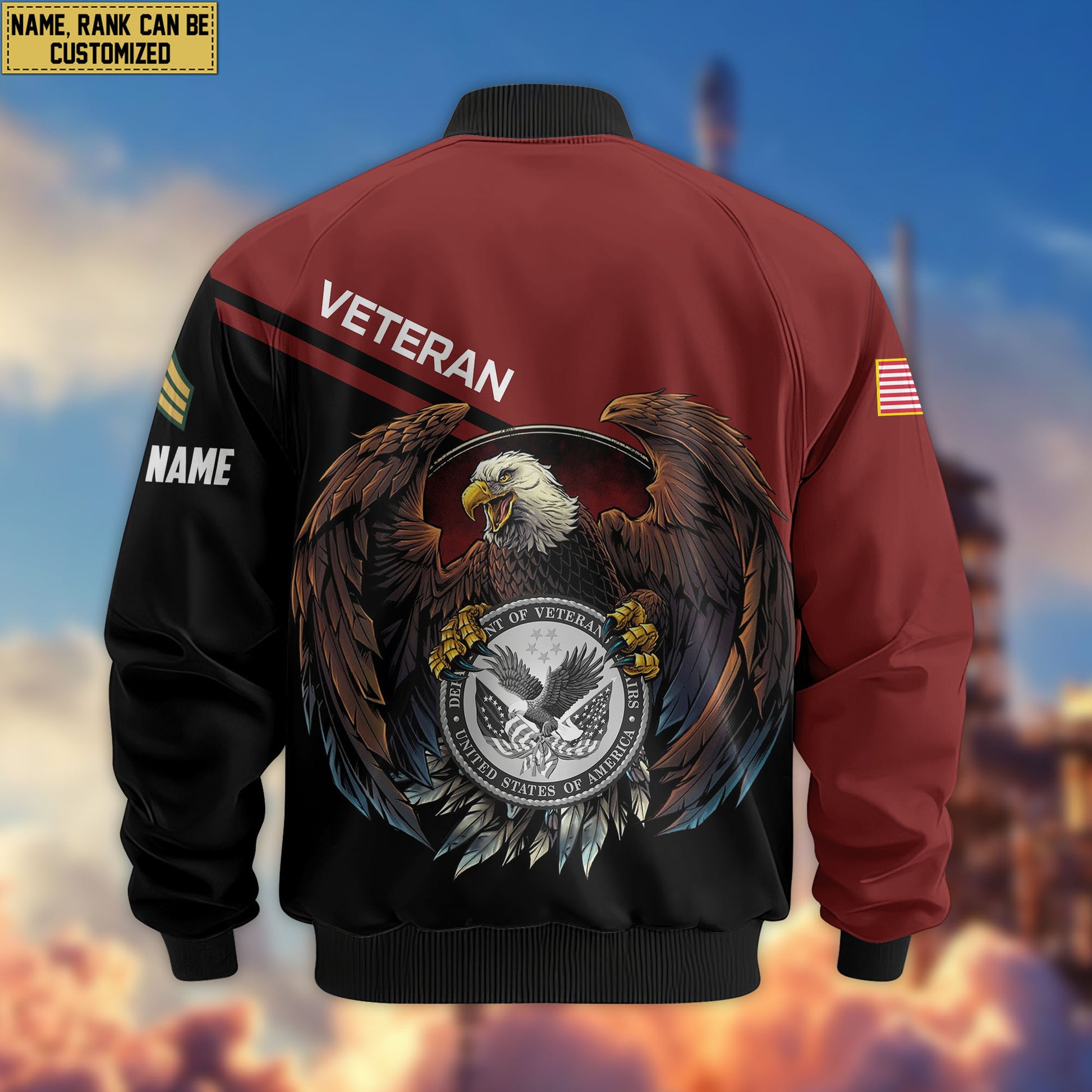 Premium Custom US Veteran Bomber Jacket VPVC804907, Gifts For US Veteran, Gifts On Father's Day, Veterans Day.