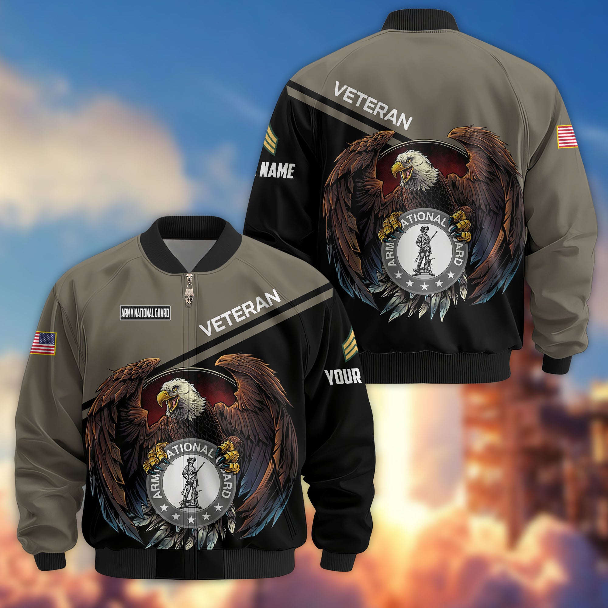 Premium Custom US Army National Guard Veteran Bomber Jacket VPVC804908, Gifts For Army National Guard Veteran, Gifts On Father's Day, Veterans Day.