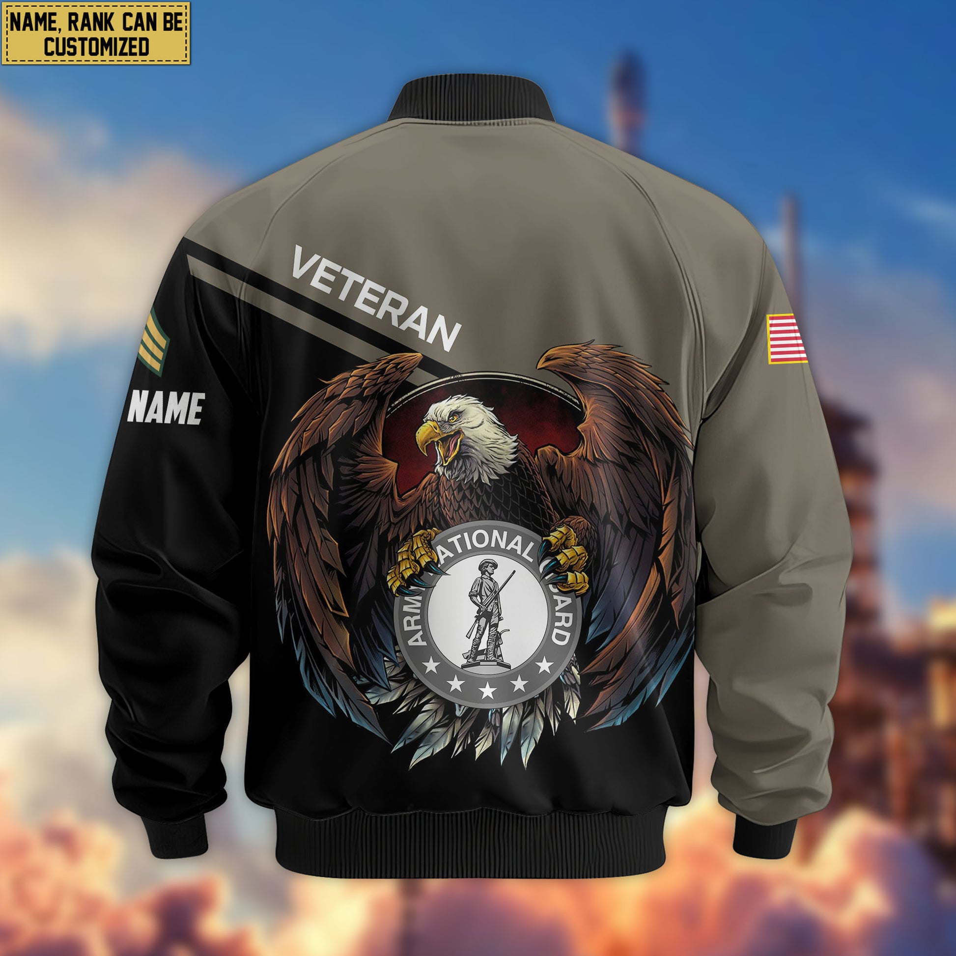 Premium Custom US Army National Guard Veteran Bomber Jacket VPVC804908, Gifts For Army National Guard Veteran, Gifts On Father's Day, Veterans Day.