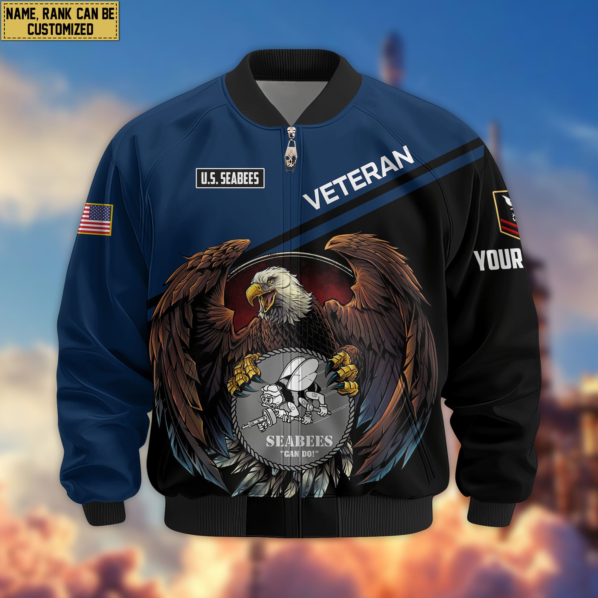Premium Custom US Seabees Bomber Jacket VPVC804909, Gifts For Seabees Veteran, Gifts On Father's Day, Veterans Day.