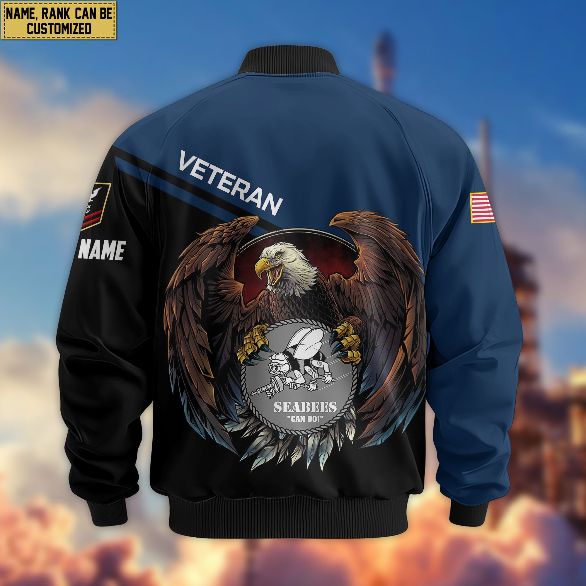 Premium Custom US Seabees Bomber Jacket VPVC804909, Gifts For Seabees Veteran, Gifts On Father's Day, Veterans Day.