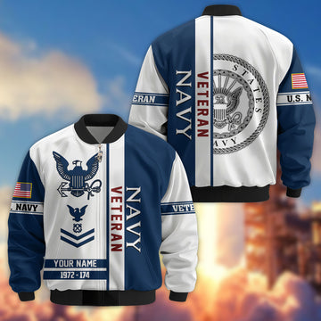 Premium Custom US Navy Veteran Bomber Jacket VPVC805002, Gifts For US Navy Veteran, Gifts On Father's Day, Veterans Day.
