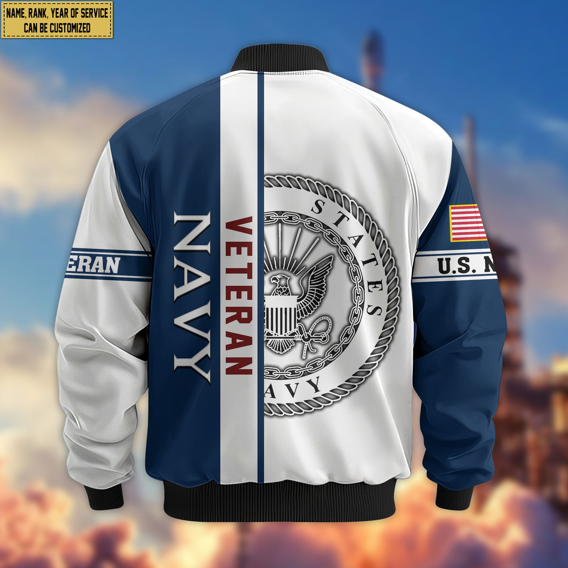 Premium Custom US Navy Veteran Bomber Jacket VPVC805002, Gifts For US Navy Veteran, Gifts On Father's Day, Veterans Day.