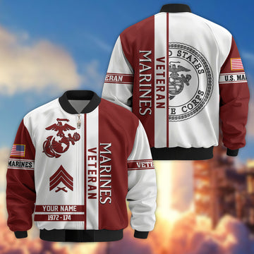Premium Custom USMC Veteran Bomber Jacket VPVC805003, Gifts For US Marine Veteran, Gifts On Father's Day, Veterans Day.