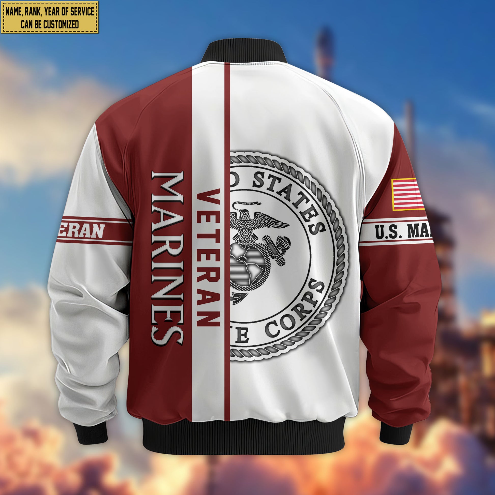Premium Custom USMC Veteran Bomber Jacket VPVC805003, Gifts For US Marine Veteran, Gifts On Father's Day, Veterans Day.