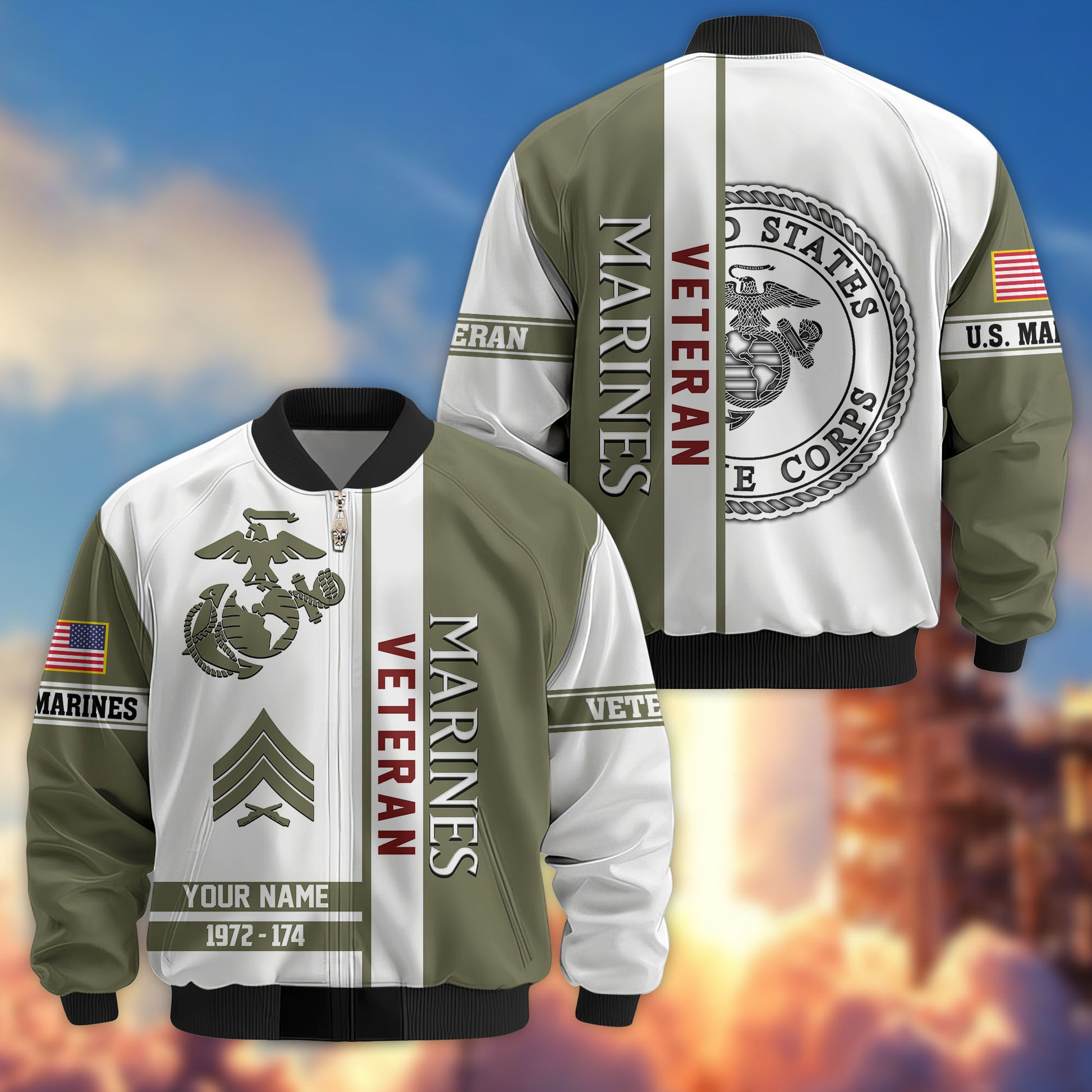 Premium Custom USMC Veteran Bomber Jacket VPVC805011, Gifts For US Marine Veteran, Gifts On Father's Day, Veterans Day.