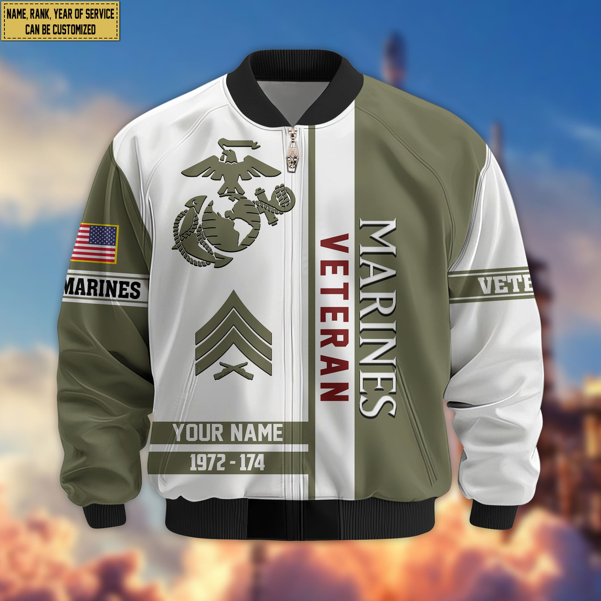 Premium Custom USMC Veteran Bomber Jacket VPVC805011, Gifts For US Marine Veteran, Gifts On Father's Day, Veterans Day.