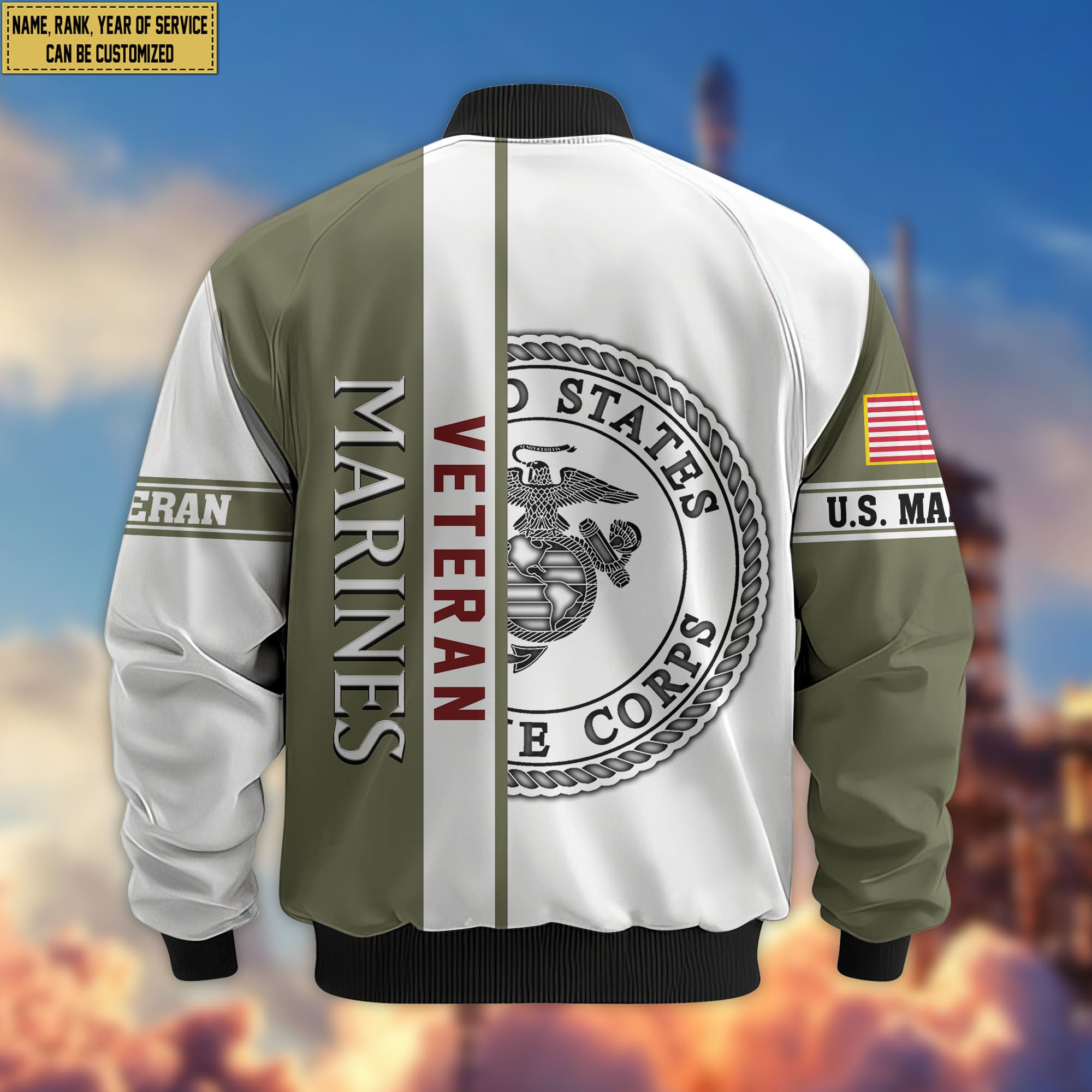 Premium Custom USMC Veteran Bomber Jacket VPVC805011, Gifts For US Marine Veteran, Gifts On Father's Day, Veterans Day.
