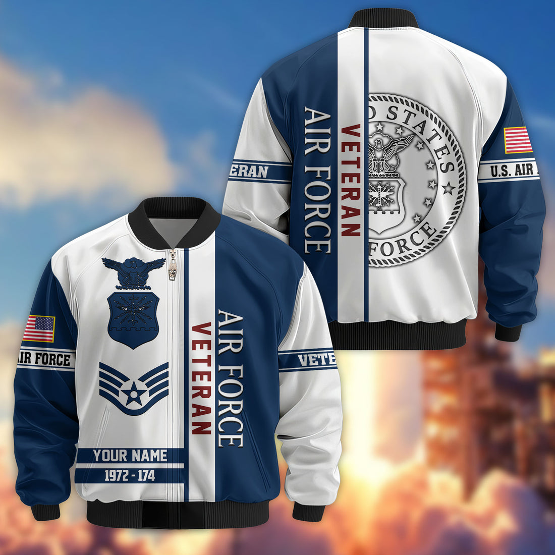 Premium Custom USAF Veteran Bomber Jacket VPVC805004, Gifts For US Air Force Veteran, Gifts On Father's Day, Veterans Day.