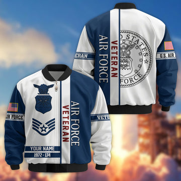 Premium Custom USAF Veteran Bomber Jacket VPVC805004, Gifts For US Air Force Veteran, Gifts On Father's Day, Veterans Day.