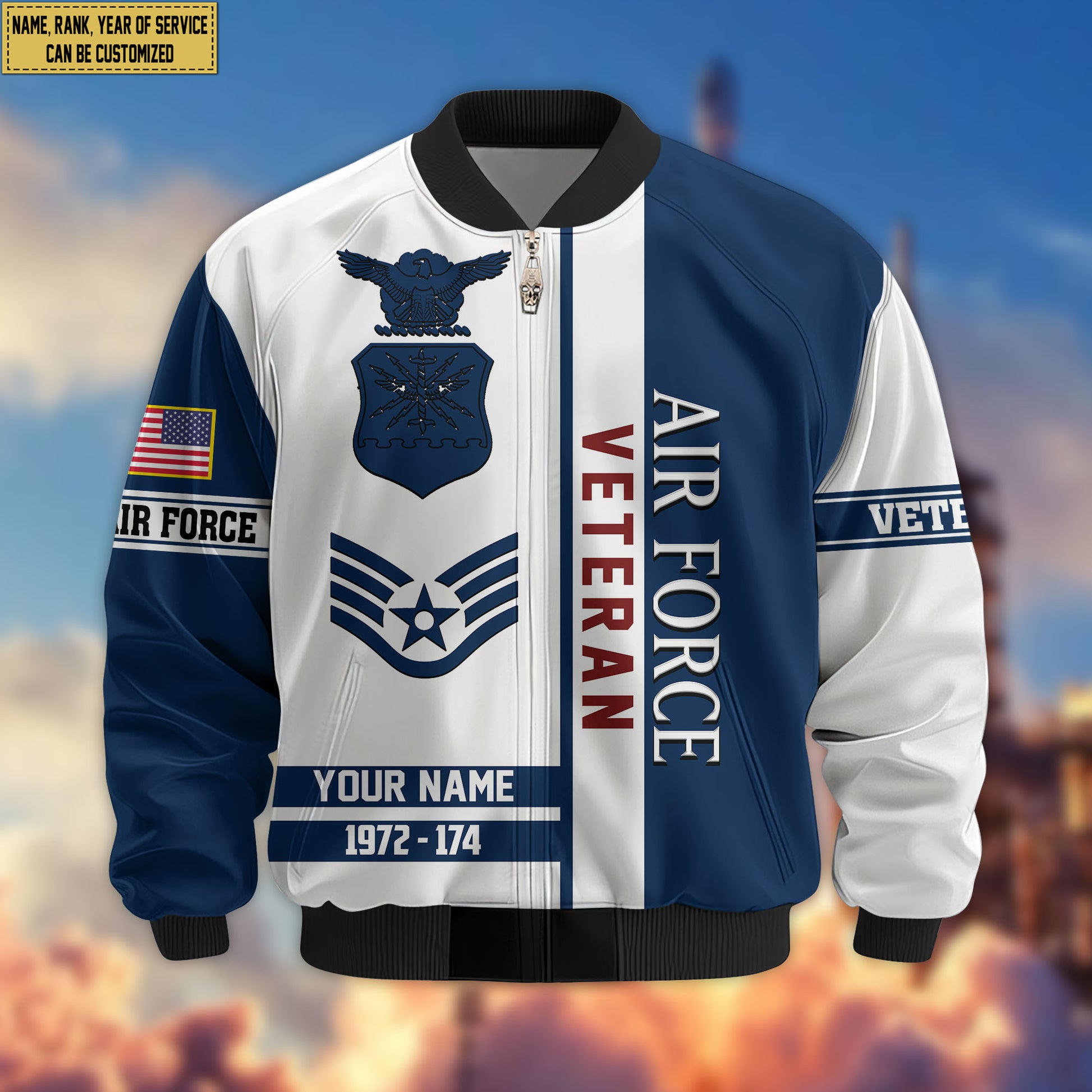 Premium Custom USAF Veteran Bomber Jacket VPVC805004, Gifts For US Air Force Veteran, Gifts On Father's Day, Veterans Day.