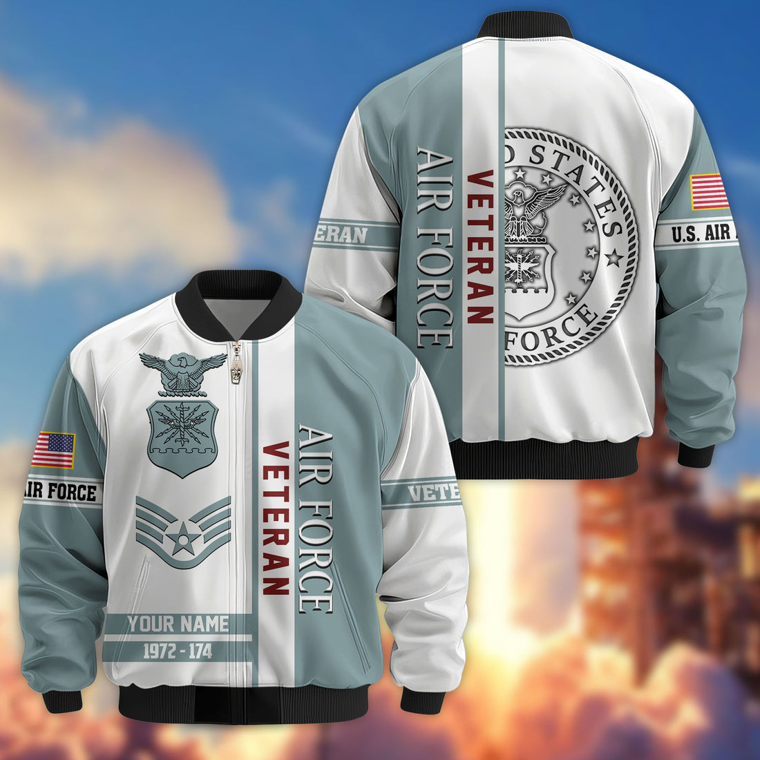 Premium Custom USAF Veteran Bomber Jacket VPVC805012, Gifts For US Air Force Veteran, Gifts On Father's Day, Veterans Day.
