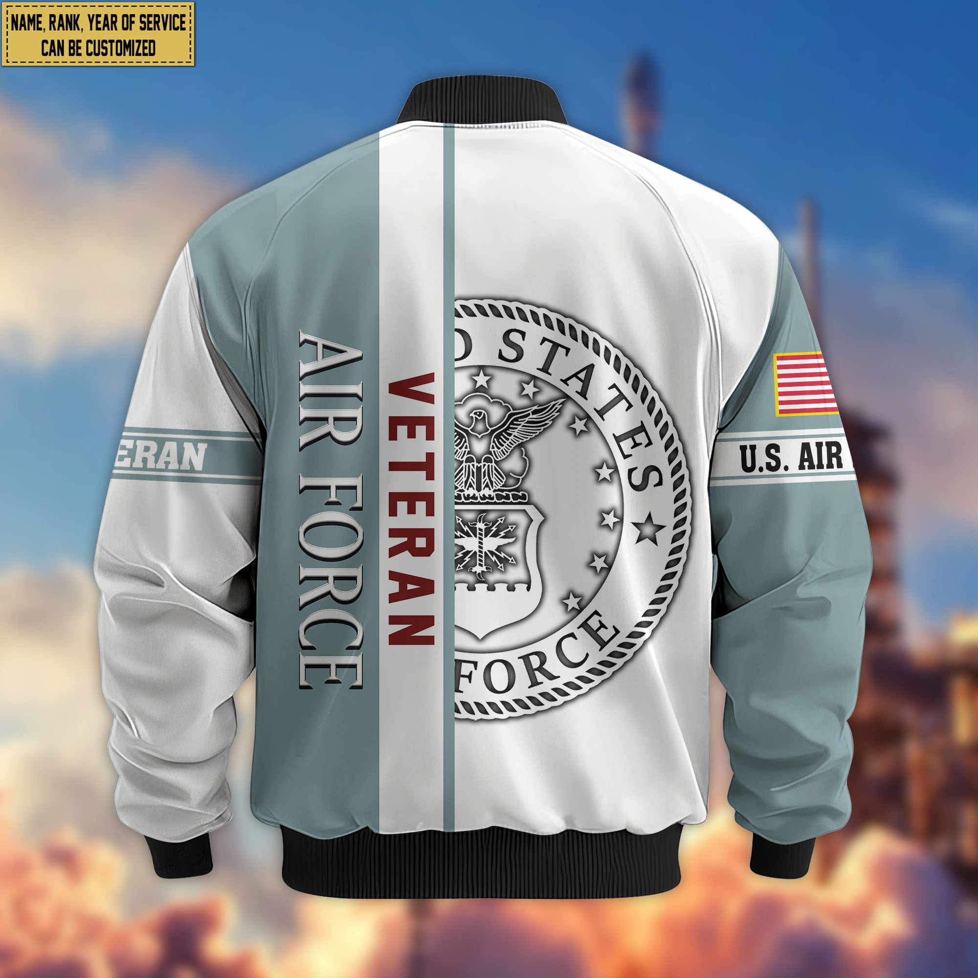 Premium Custom USAF Veteran Bomber Jacket VPVC805012, Gifts For US Air Force Veteran, Gifts On Father's Day, Veterans Day.