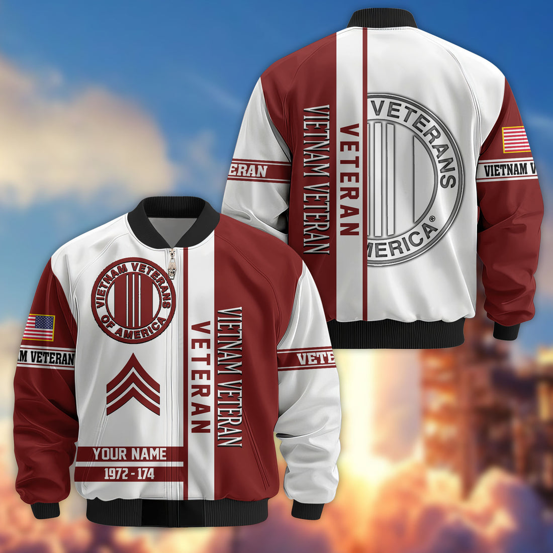 Premium Custom Vietnam Veteran Bomber Jacket VPVC805006, Gifts For Vietnam Veteran, Gifts On Father's Day, Veterans Day.