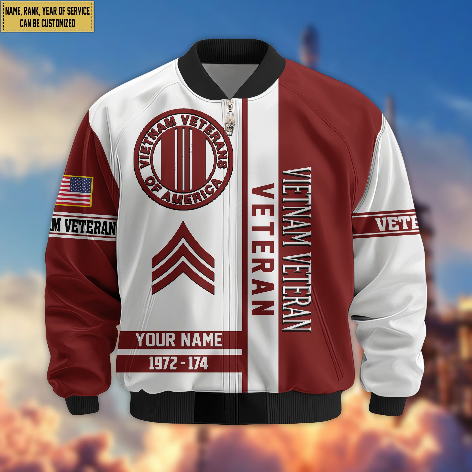 Premium Custom Vietnam Veteran Bomber Jacket VPVC805006, Gifts For Vietnam Veteran, Gifts On Father's Day, Veterans Day.