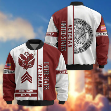 Premium Custom US Veteran Bomber Jacket VPVC805007, Gifts For US Veteran, Gifts On Father's Day, Veterans Day.