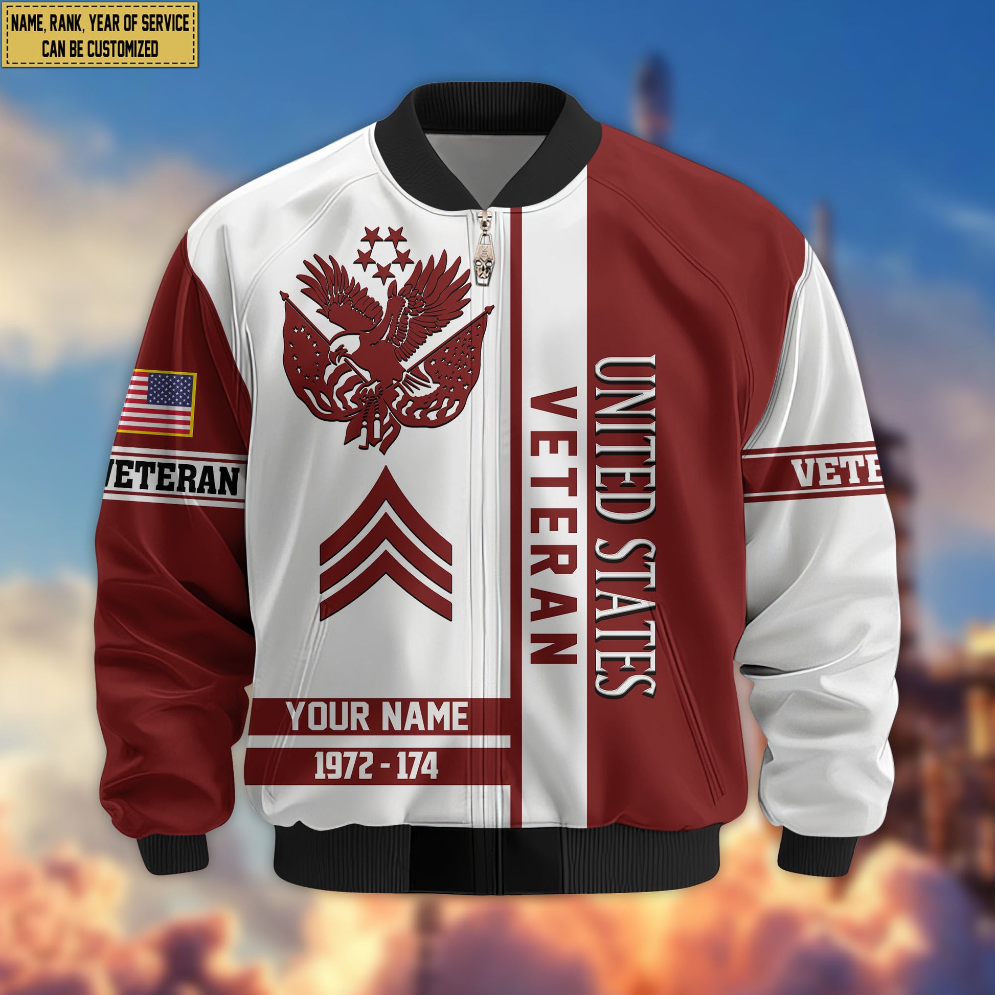 Premium Custom US Veteran Bomber Jacket VPVC805007, Gifts For US Veteran, Gifts On Father's Day, Veterans Day.