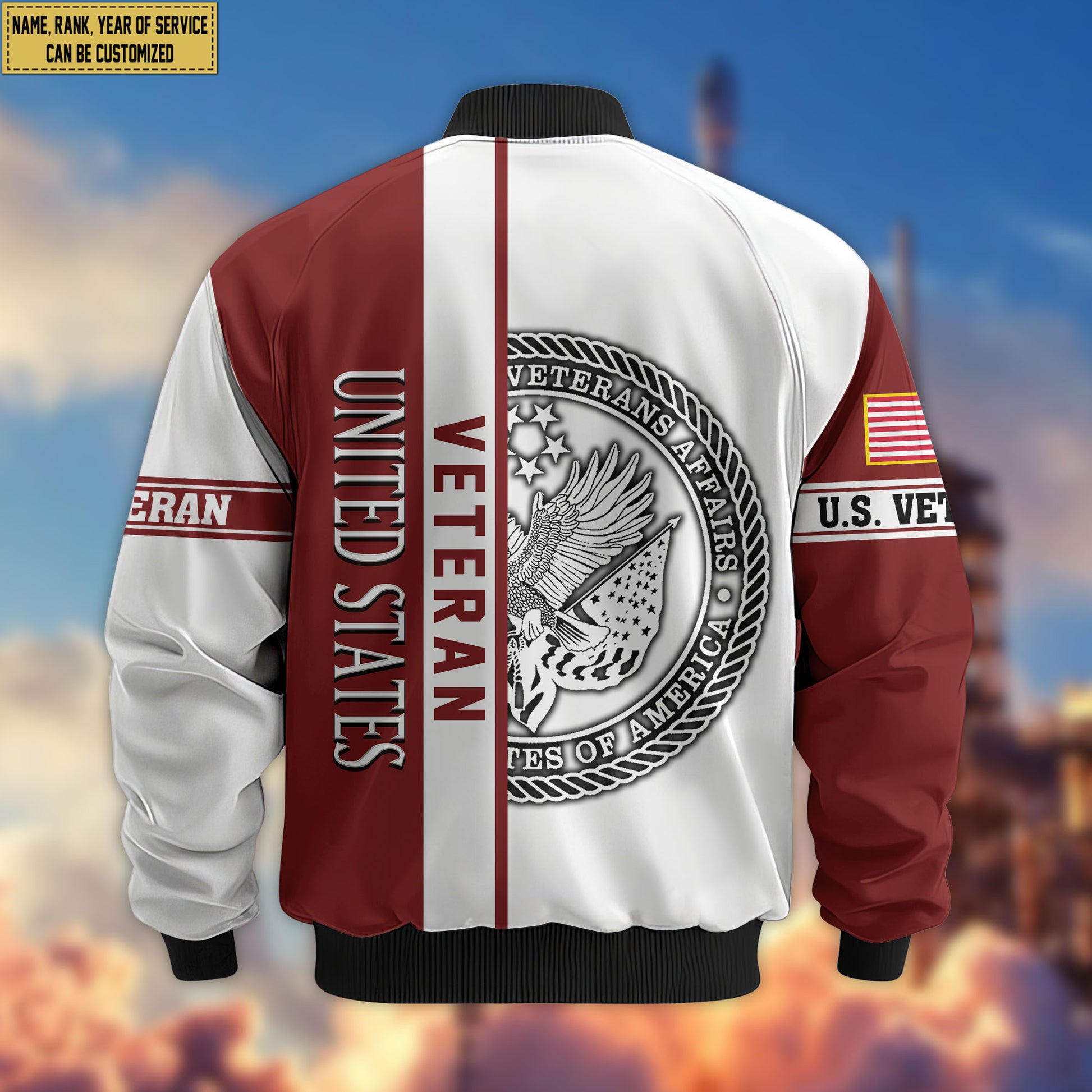 Premium Custom US Veteran Bomber Jacket VPVC805007, Gifts For US Veteran, Gifts On Father's Day, Veterans Day.