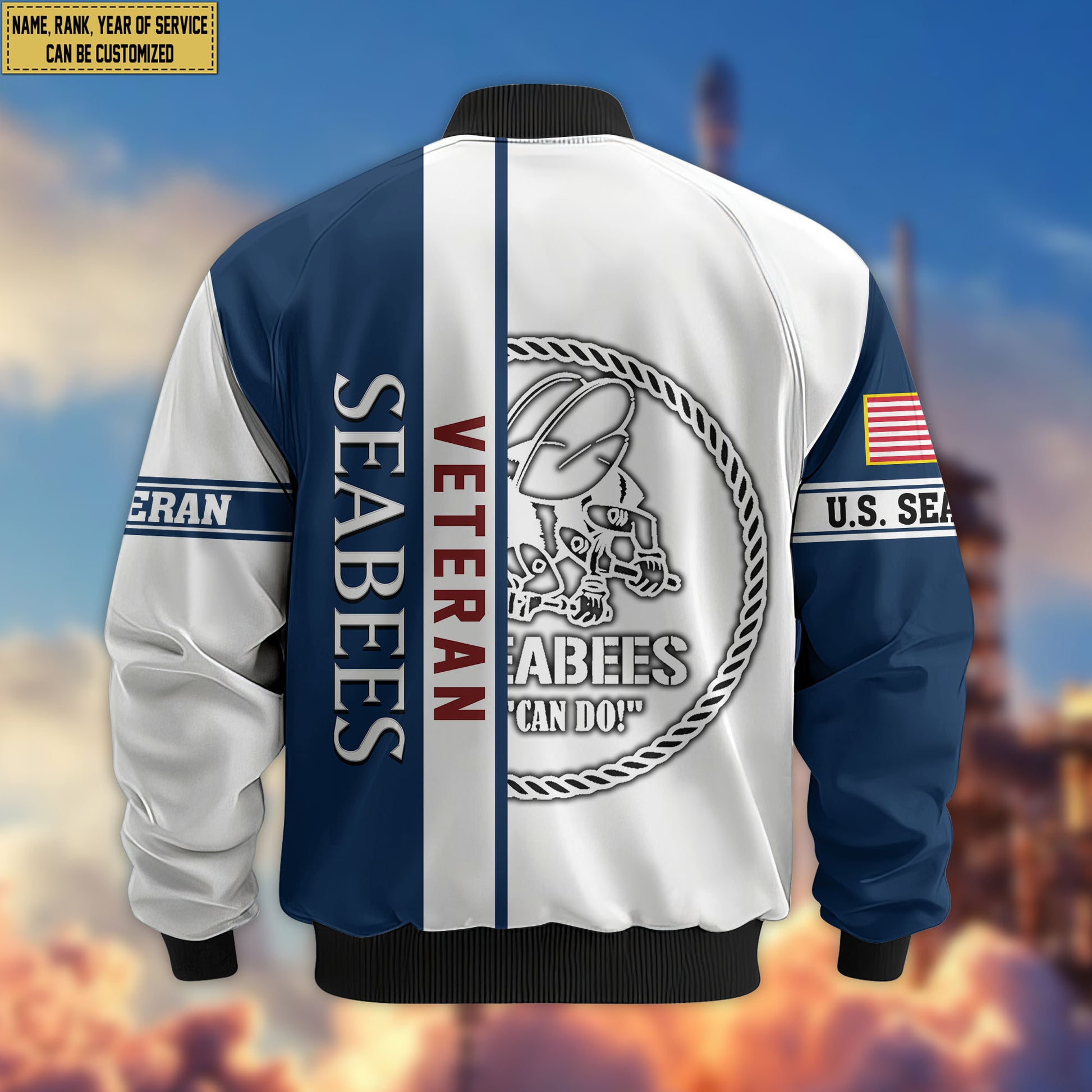 Premium Custom US Seabees Bomber Jacket VPVC805009, Gifts For Seabees Veteran, Gifts On Father's Day, Veterans Day.