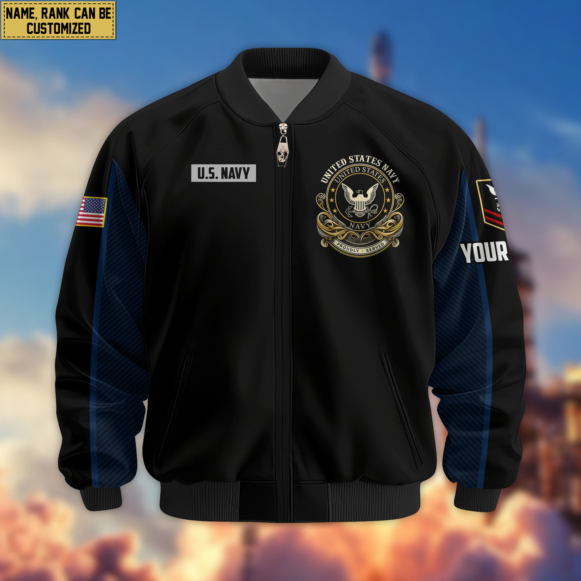 Premium Custom US Navy Veteran Bomber Jacket VPVC805102, Gifts For US Navy Veteran, Gifts On Father's Day, Veterans Day.