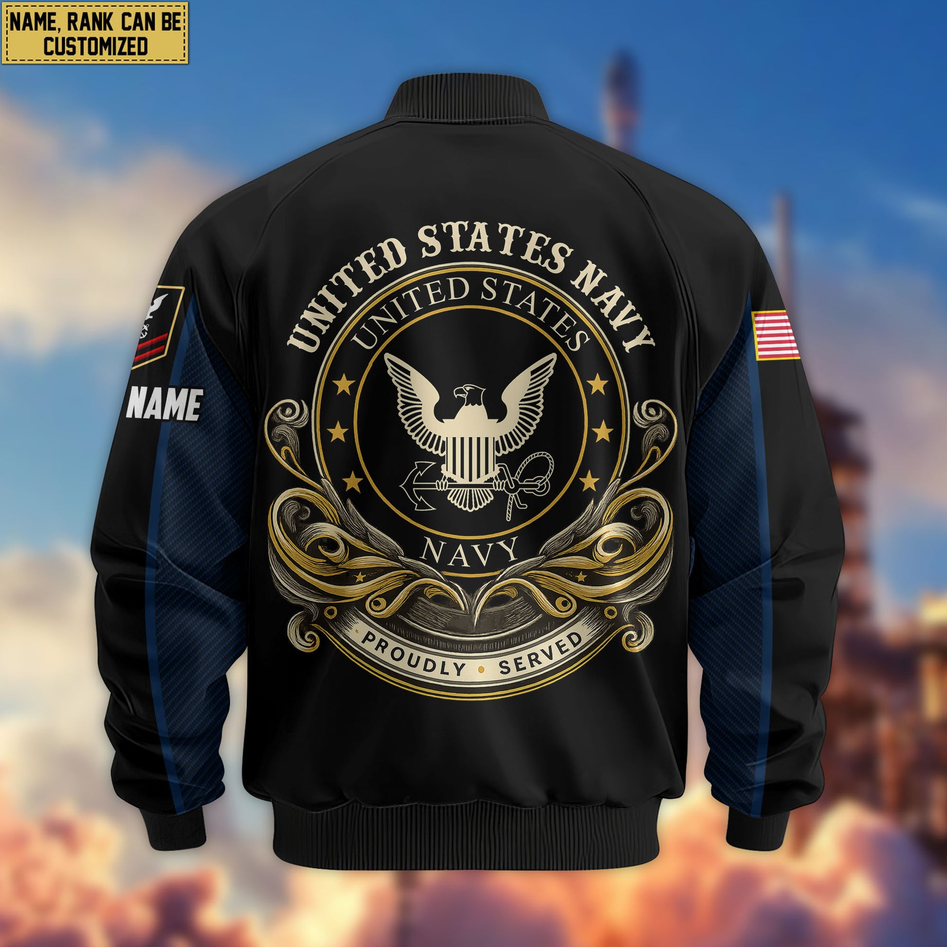 Premium Custom US Navy Veteran Bomber Jacket VPVC805102, Gifts For US Navy Veteran, Gifts On Father's Day, Veterans Day.