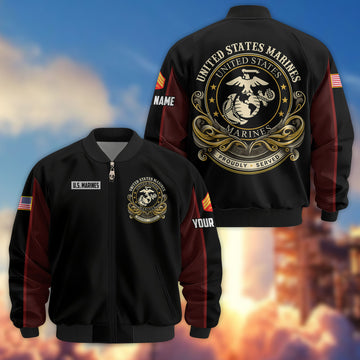 Premium Custom USMC Veteran Bomber Jacket VPVC805103, Gifts For US Marine Veteran, Gifts On Father's Day, Veterans Day.
