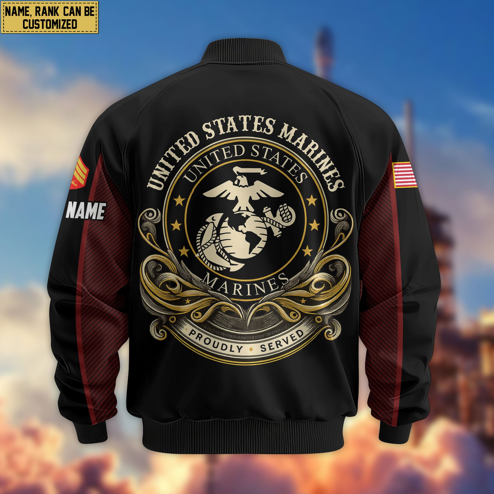 Premium Custom USMC Veteran Bomber Jacket VPVC805103, Gifts For US Marine Veteran, Gifts On Father's Day, Veterans Day.