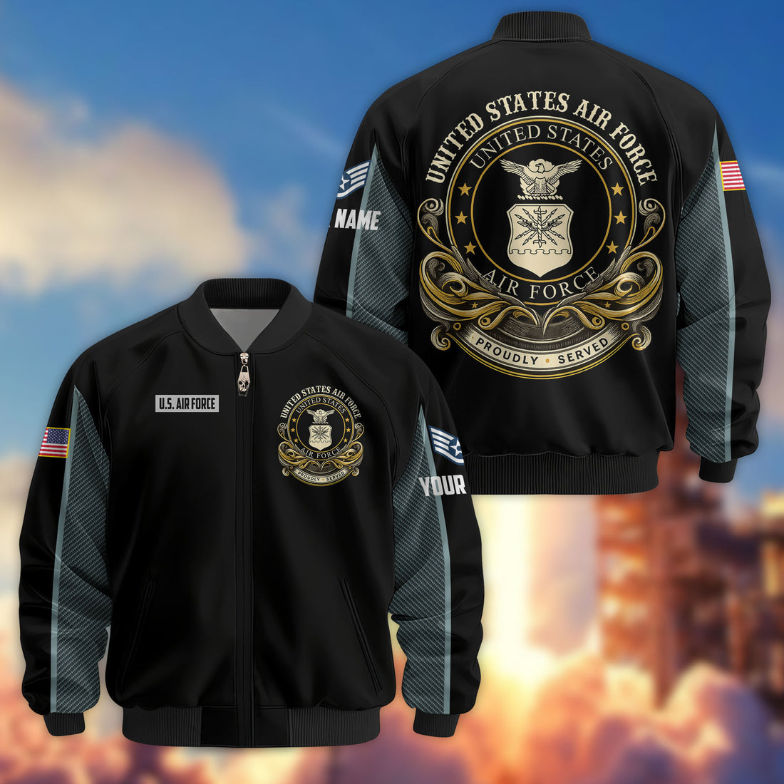 Premium Custom USAF Veteran Bomber Jacket VPVC805104, Gifts For US Air Force Veteran, Gifts On Father's Day, Veterans Day.