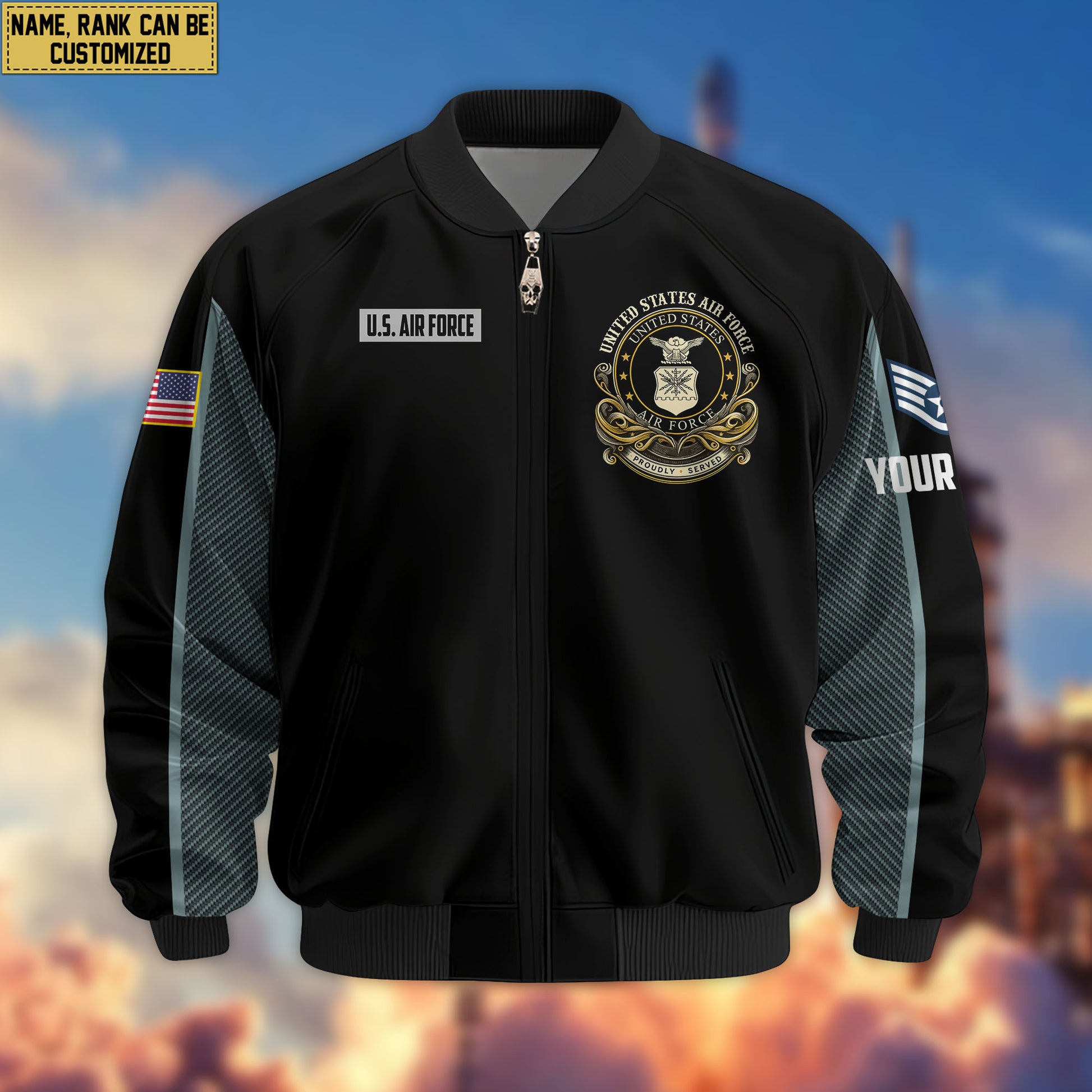 Premium Custom USAF Veteran Bomber Jacket VPVC805104, Gifts For US Air Force Veteran, Gifts On Father's Day, Veterans Day.