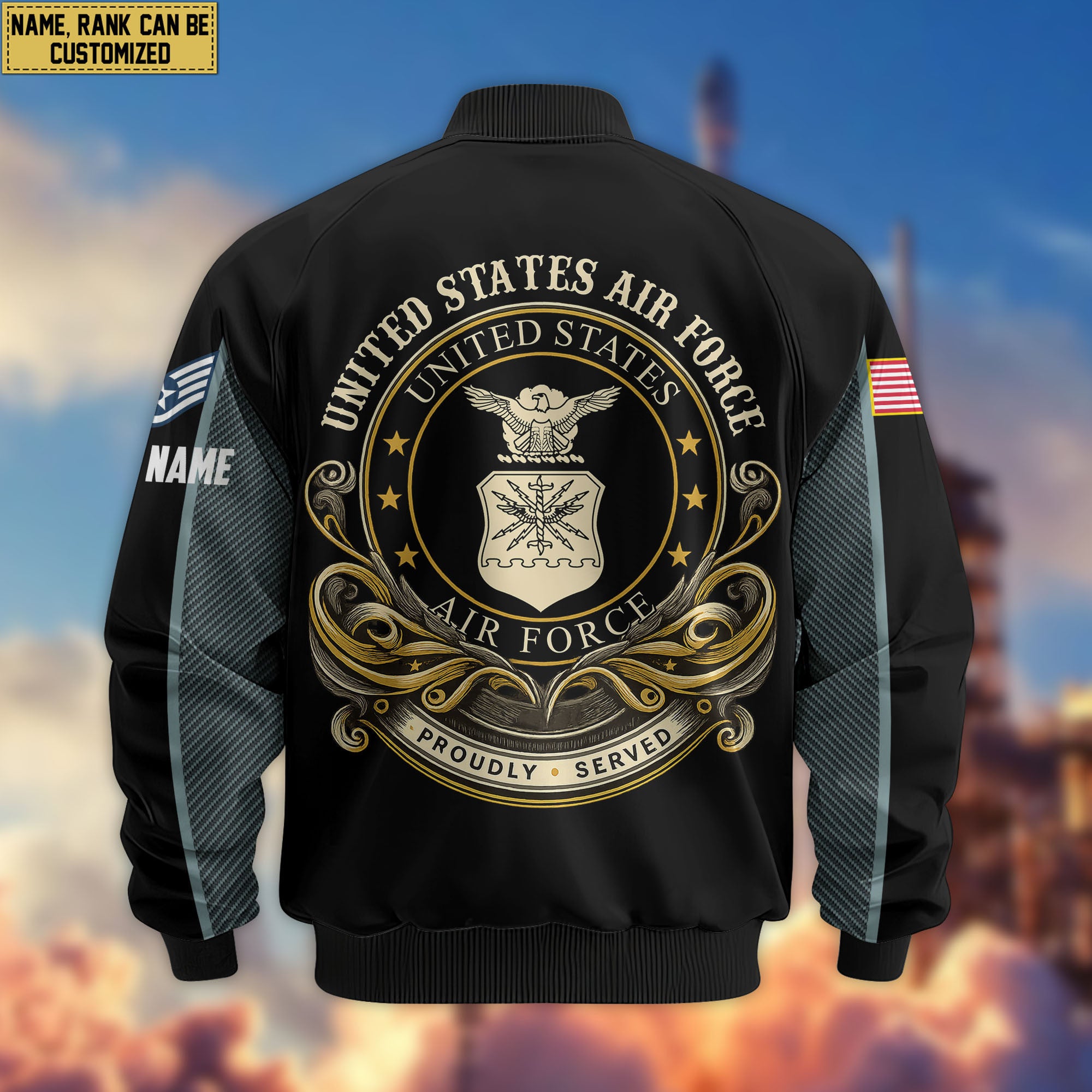 Premium Custom USAF Veteran Bomber Jacket VPVC805104, Gifts For US Air Force Veteran, Gifts On Father's Day, Veterans Day.