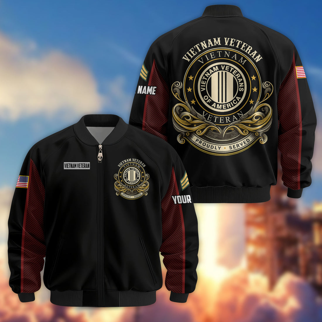 Premium Custom Vietnam Veteran Bomber Jacket VPVC805106, Gifts For Vietnam Veteran, Gifts On Father's Day, Veterans Day.