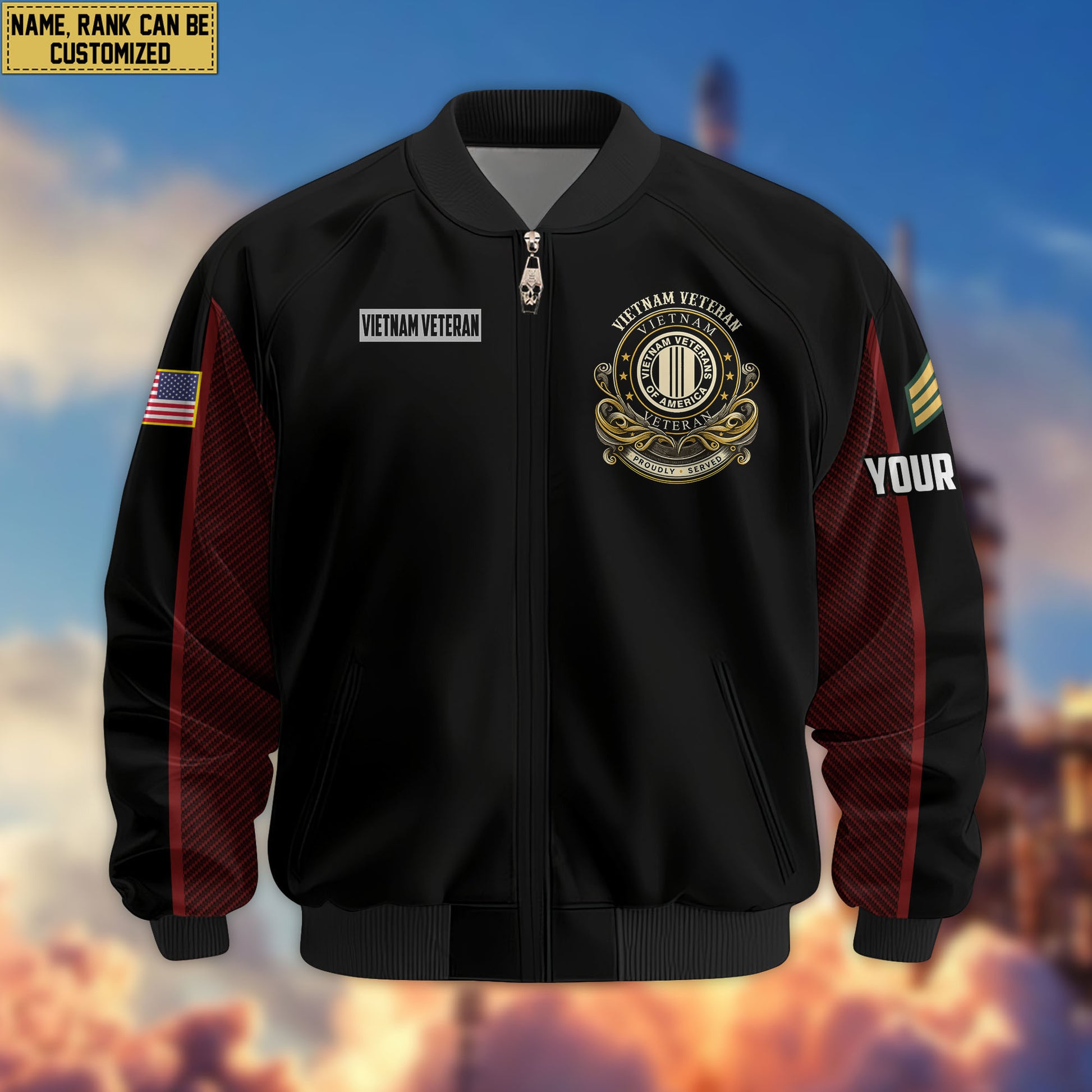 Premium Custom Vietnam Veteran Bomber Jacket VPVC805106, Gifts For Vietnam Veteran, Gifts On Father's Day, Veterans Day.