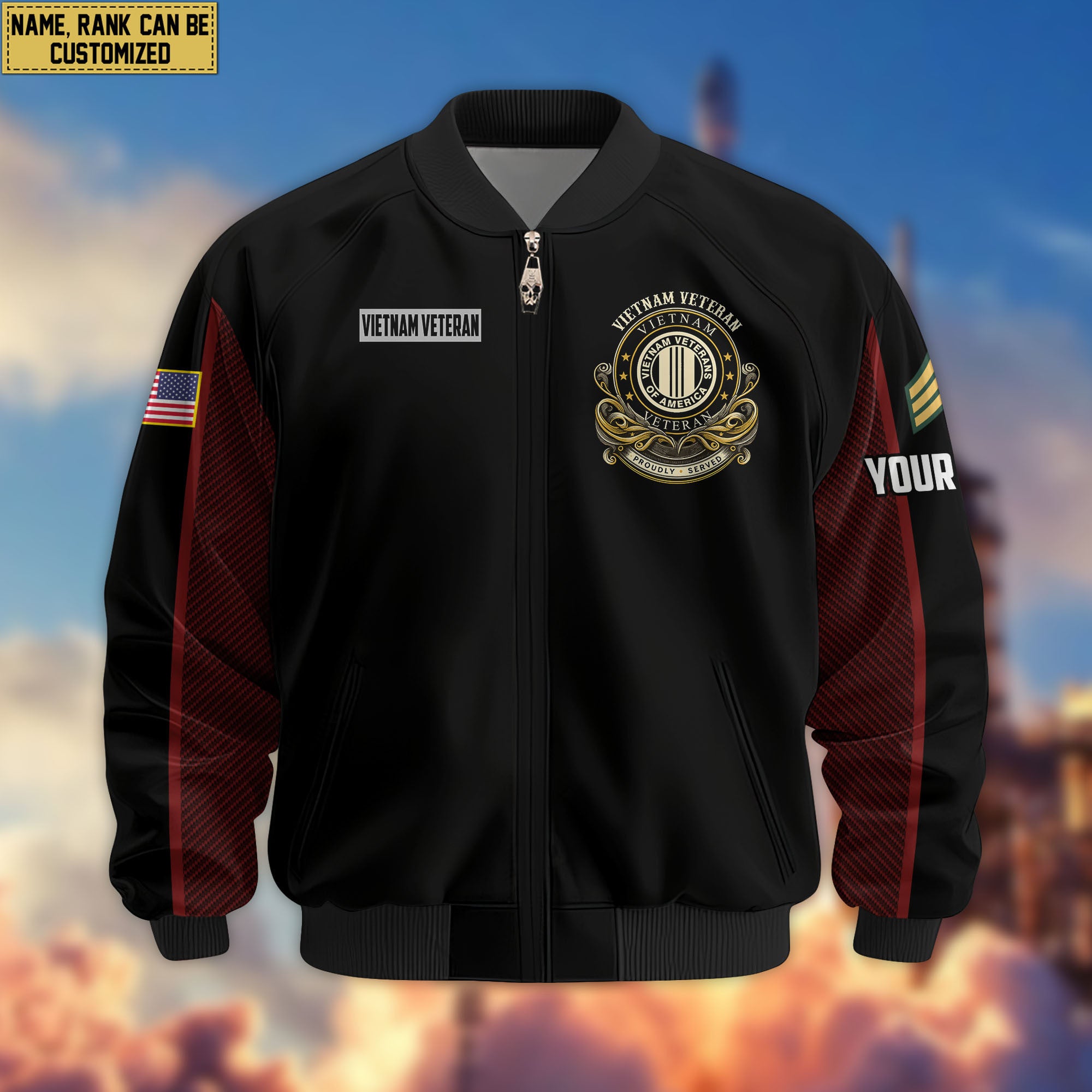 Premium Custom Vietnam Veteran Bomber Jacket VPVC805106, Gifts For Vietnam Veteran, Gifts On Father's Day, Veterans Day.