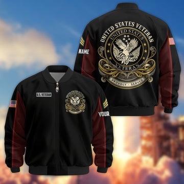 Premium Custom US Veteran Bomber Jacket VPVC805107, Gifts For US Veteran, Gifts On Father's Day, Veterans Day.