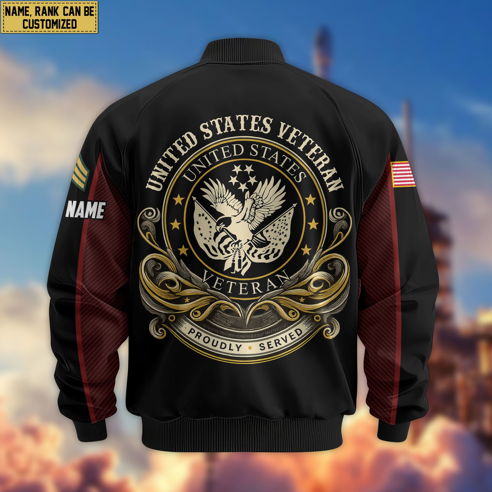 Premium Custom US Veteran Bomber Jacket VPVC805107, Gifts For US Veteran, Gifts On Father's Day, Veterans Day.