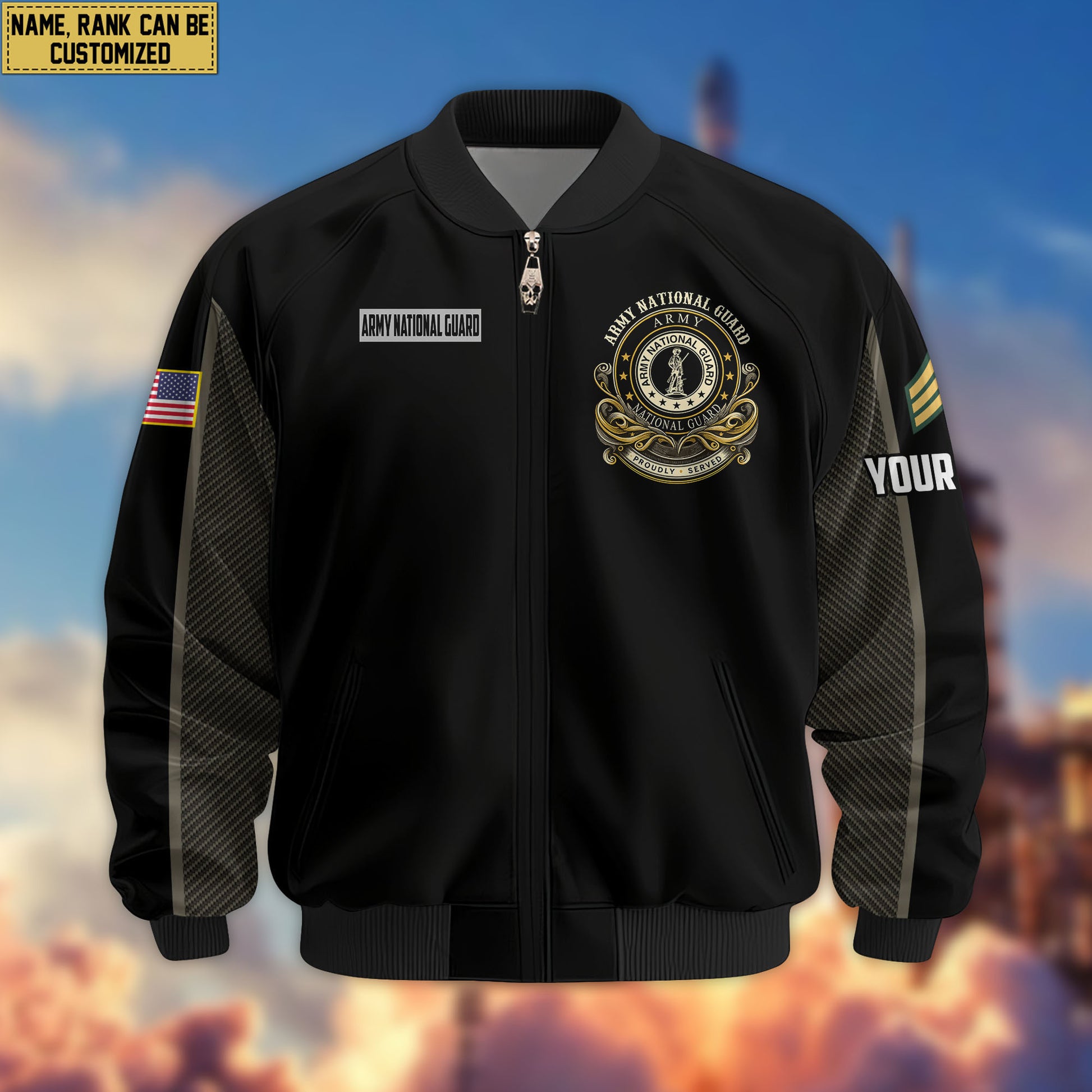 Premium Custom US Army National Guard Veteran Bomber Jacket VPVC805108, Gifts For Army National Guard Veteran, Gifts On Father's Day, Veterans Day.