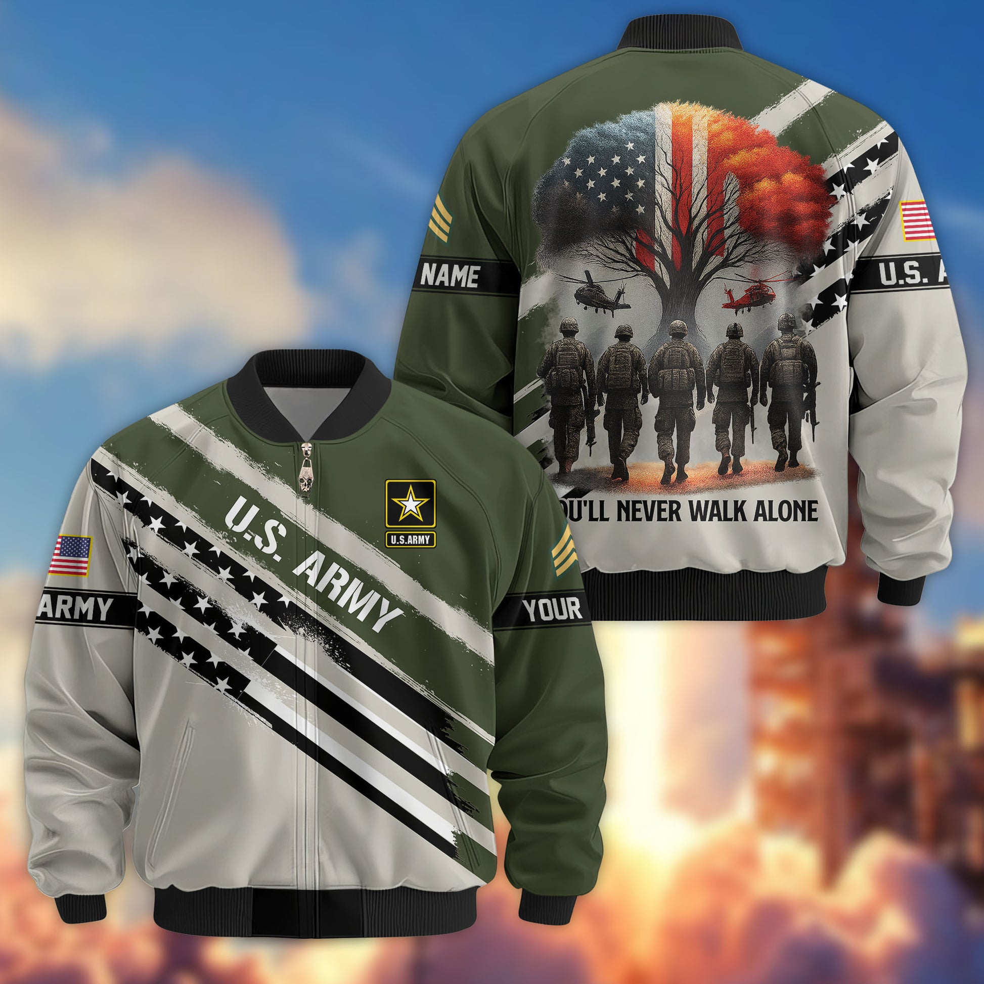 Premium Custom US Army Veteran Bomber Jacket VPVC805201, Gifts For US Army Veteran, Gifts On Father's Day, Veterans Day.