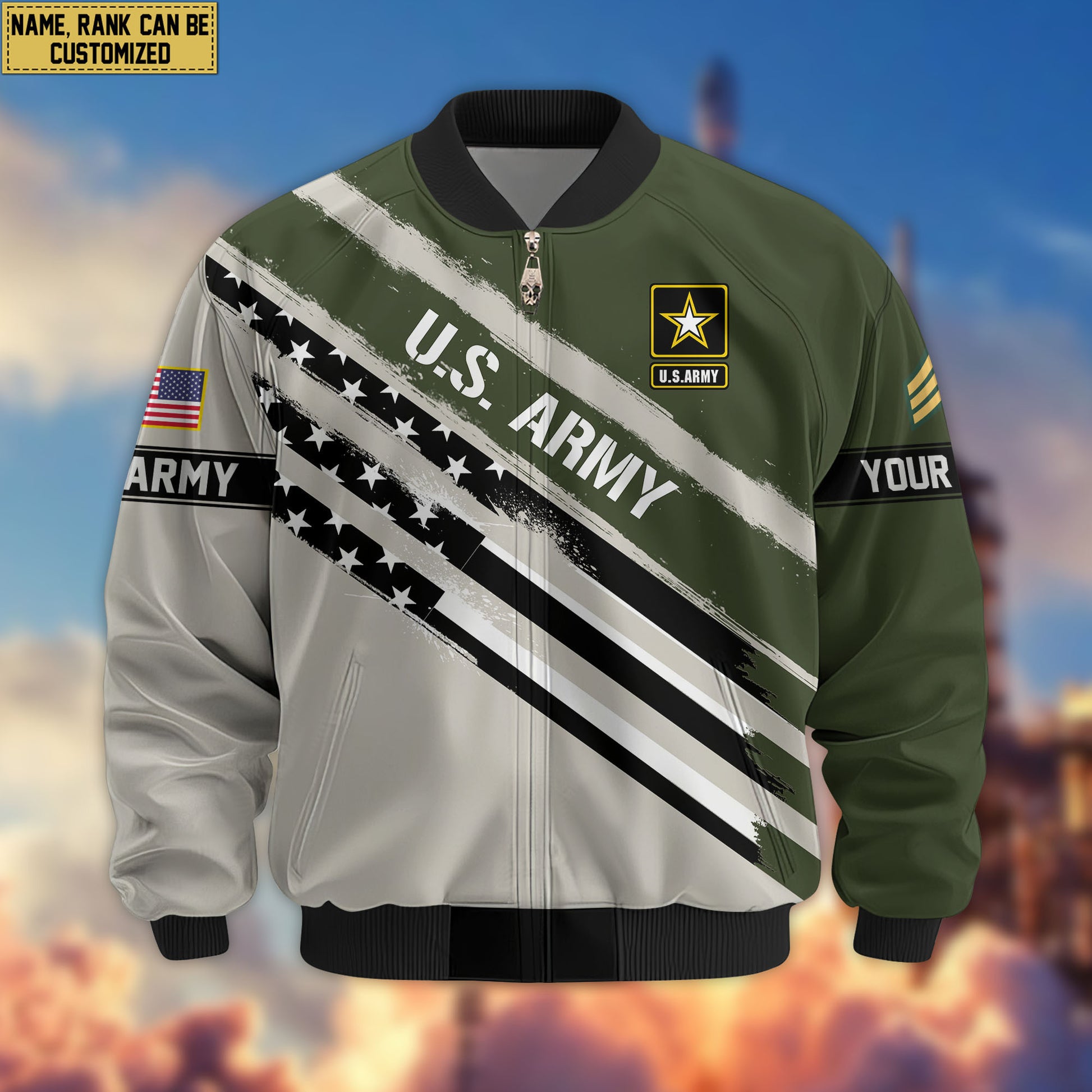 Premium Custom US Army Veteran Bomber Jacket VPVC805201, Gifts For US Army Veteran, Gifts On Father's Day, Veterans Day.