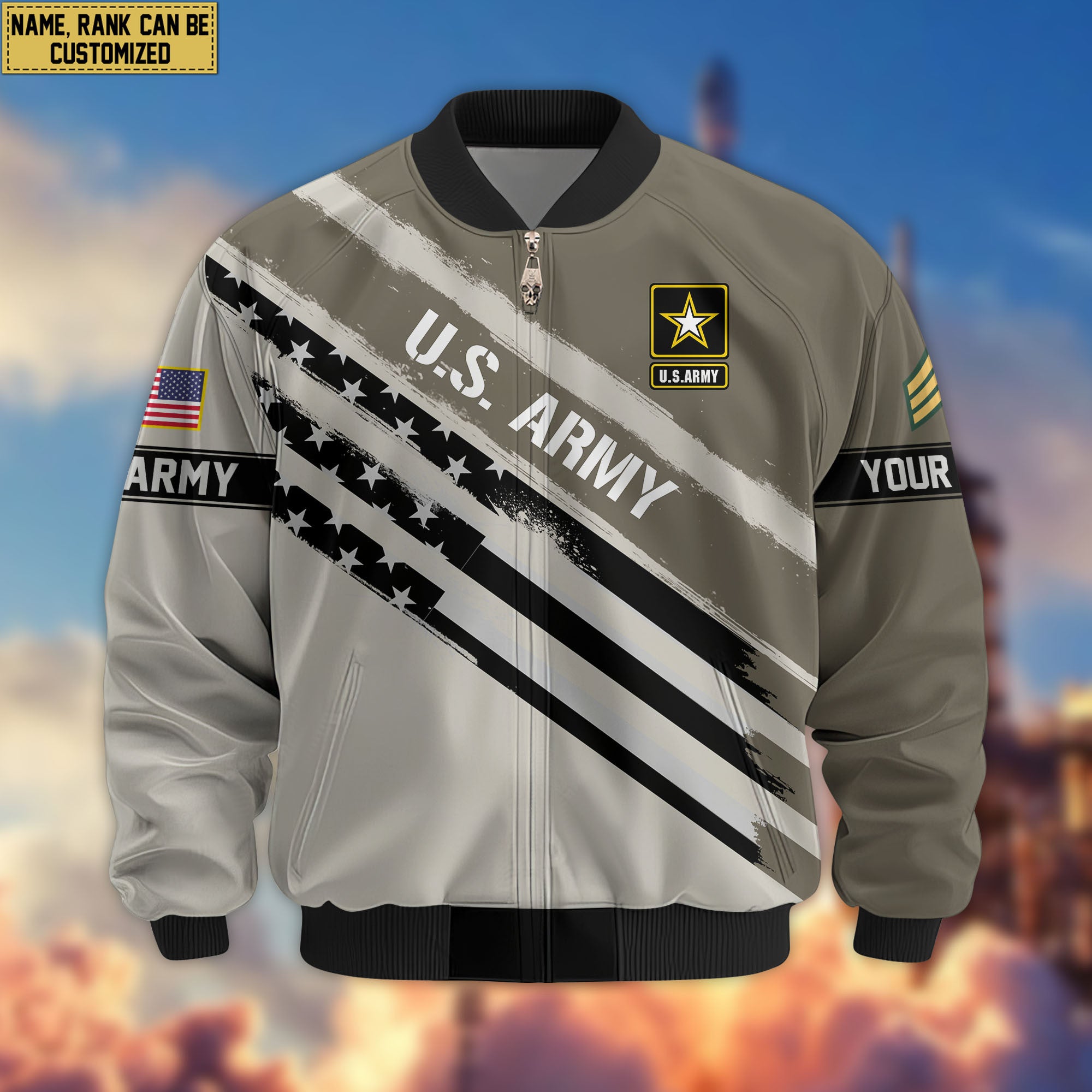 Premium Custom US Army Veteran Bomber Jacket VPVC805210, Gifts For US Army Veteran, Gifts On Father's Day, Veterans Day.