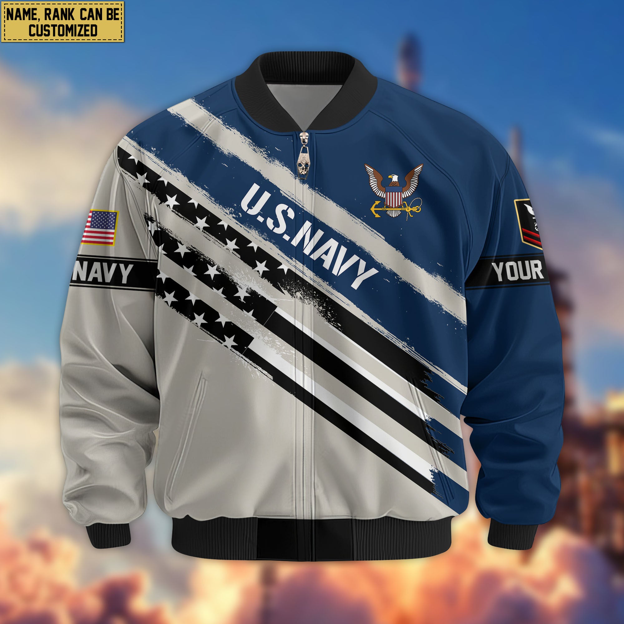 Premium Custom US Navy Veteran Bomber Jacket VPVC805202, Gifts For US Navy Veteran, Gifts On Father's Day, Veterans Day.