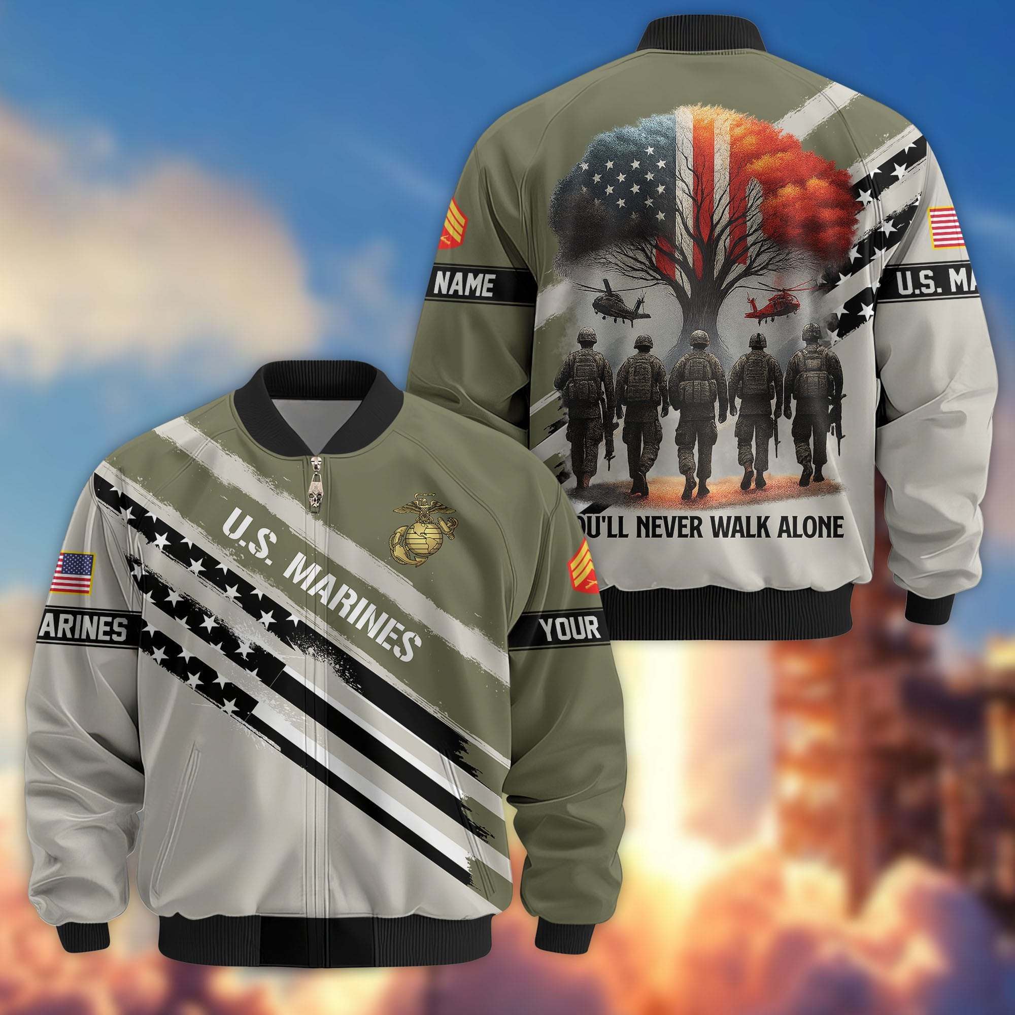 Premium Custom USMC Veteran Bomber Jacket VPVC805211, Gifts For US Marine Veteran, Gifts On Father's Day, Veterans Day.