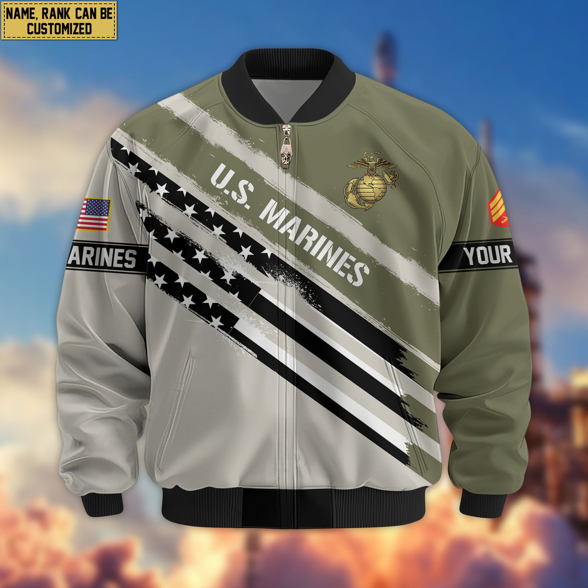 Premium Custom USMC Veteran Bomber Jacket VPVC805211, Gifts For US Marine Veteran, Gifts On Father's Day, Veterans Day.
