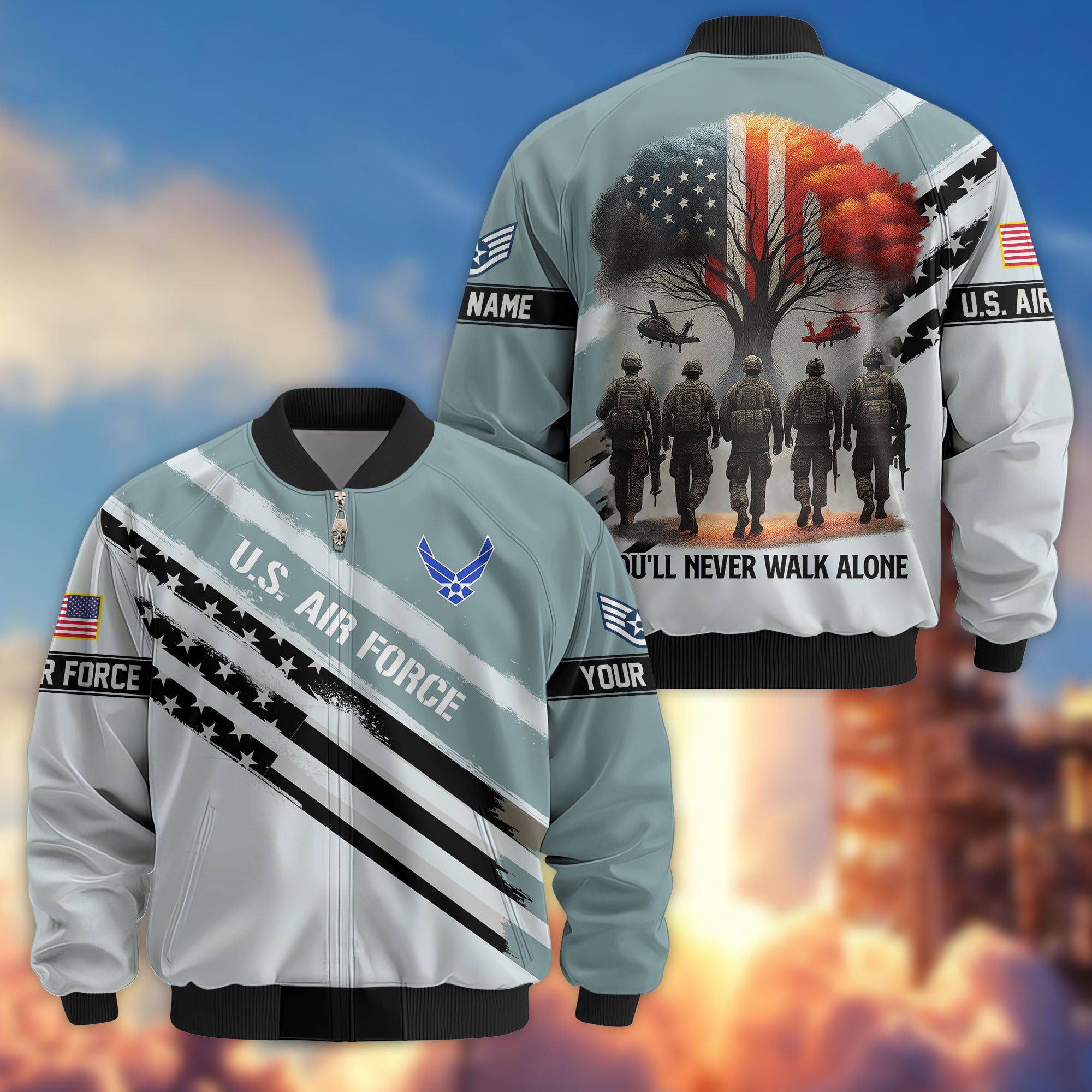 Premium Custom USAF Veteran Bomber Jacket VPVC805204, Gifts For US Air Force Veteran, Gifts On Father's Day, Veterans Day.