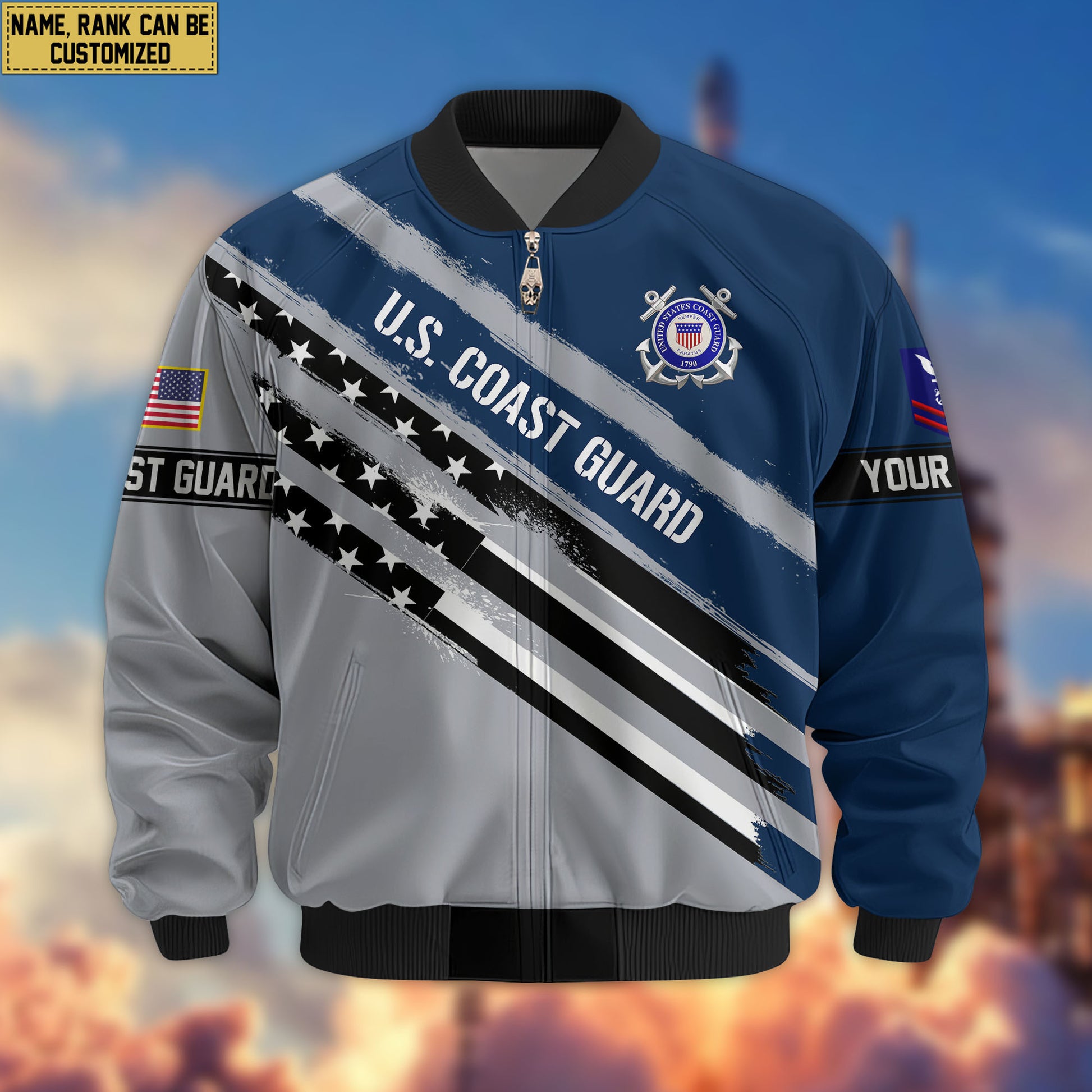 Premium Custom USCG Veteran Bomber Jacket VPVC805205, Gifts For Coast Guard Veteran, Gifts On Father's Day, Veterans Day.