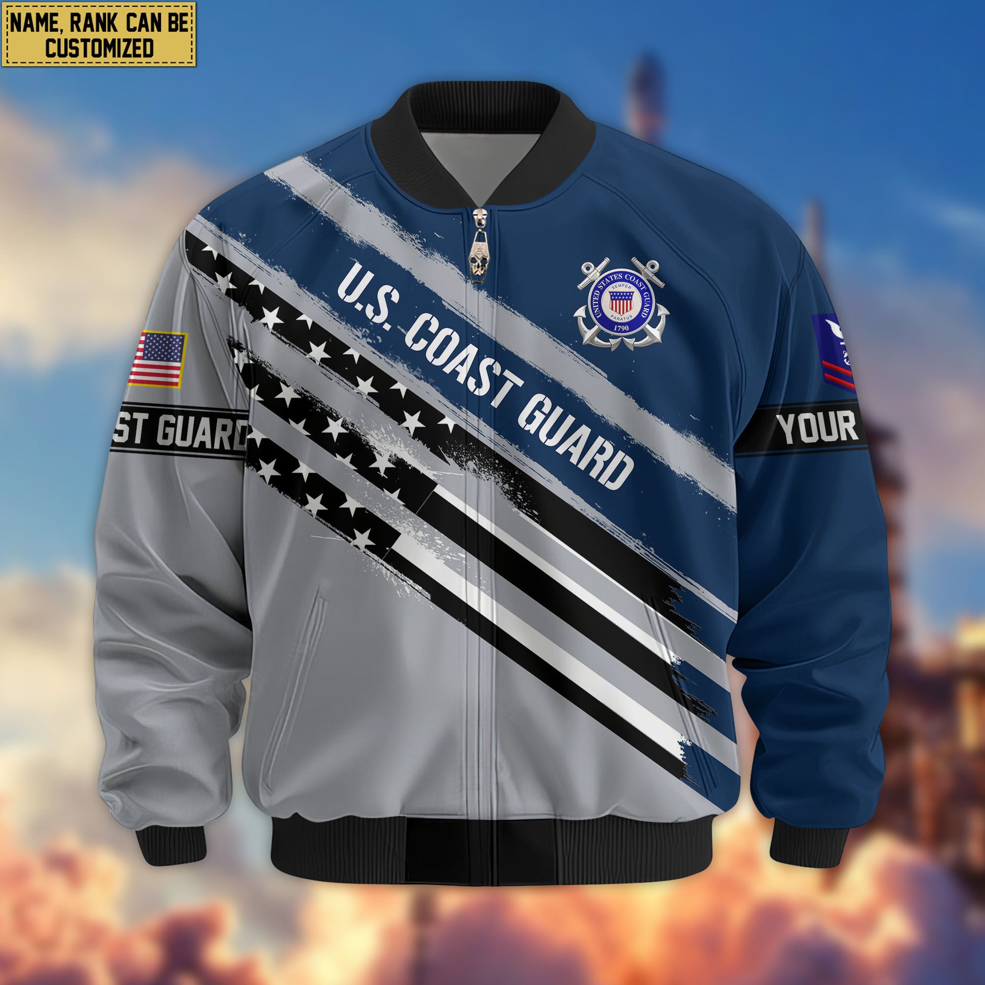Premium Custom USCG Veteran Bomber Jacket VPVC805205, Gifts For Coast Guard Veteran, Gifts On Father's Day, Veterans Day.