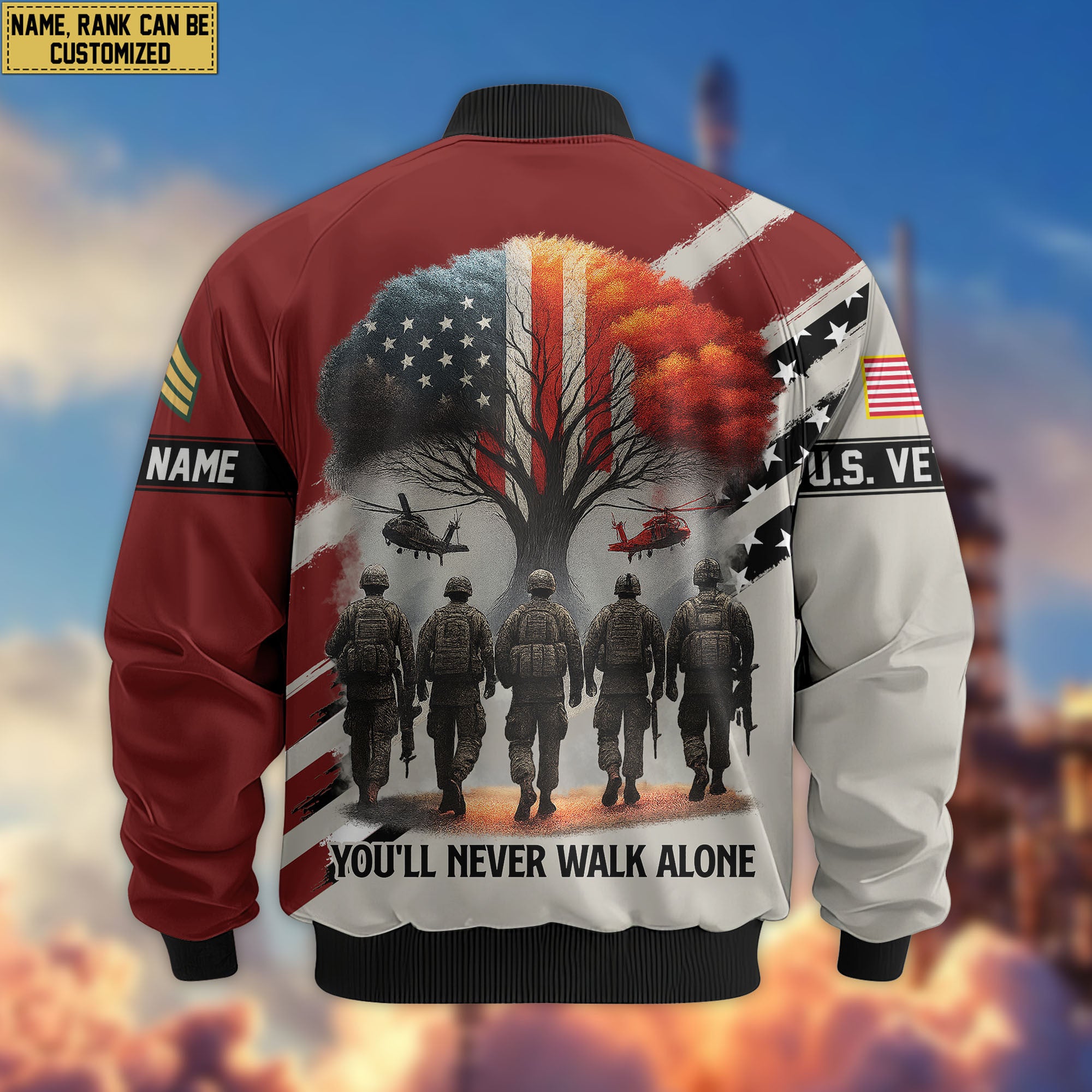 Premium Custom US Veteran Bomber Jacket VPVC805207, Gifts For US Veteran, Gifts On Father's Day, Veterans Day.