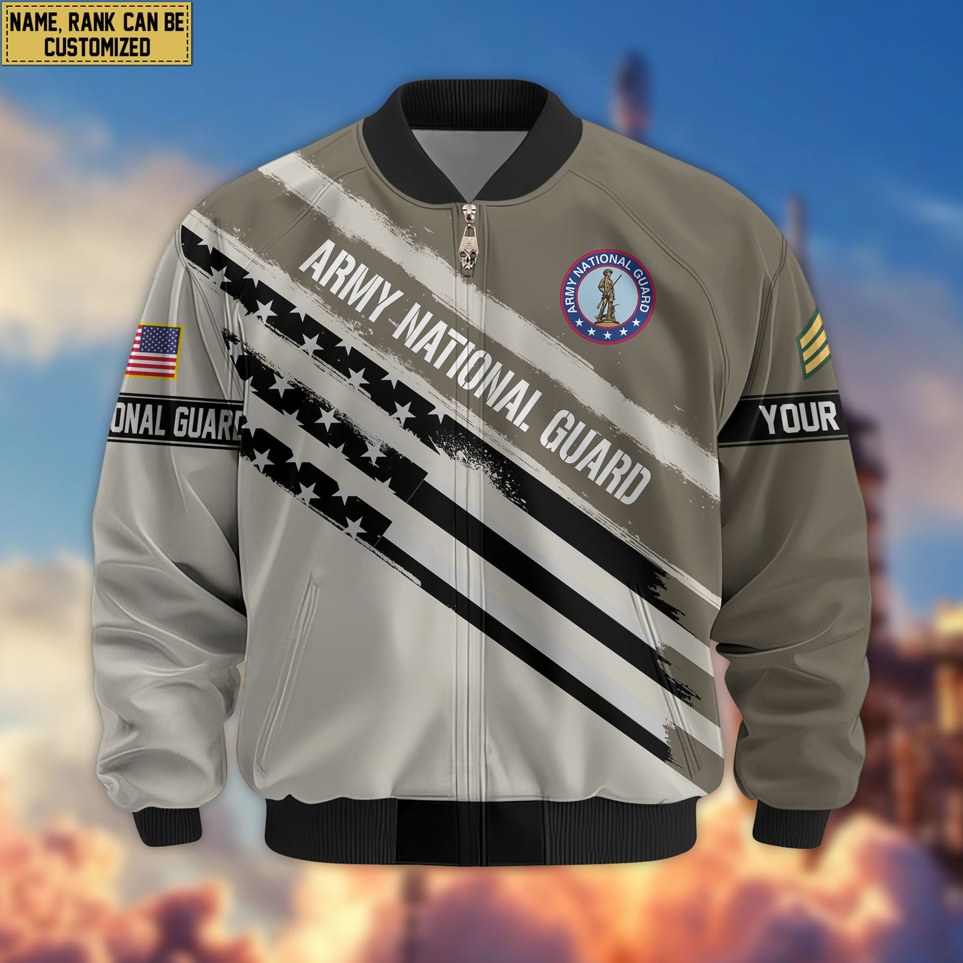 Premium Custom US Army National Guard Veteran Bomber Jacket VPVC805208, Gifts For Army National Guard Veteran, Gifts On Father's Day, Veterans Day.