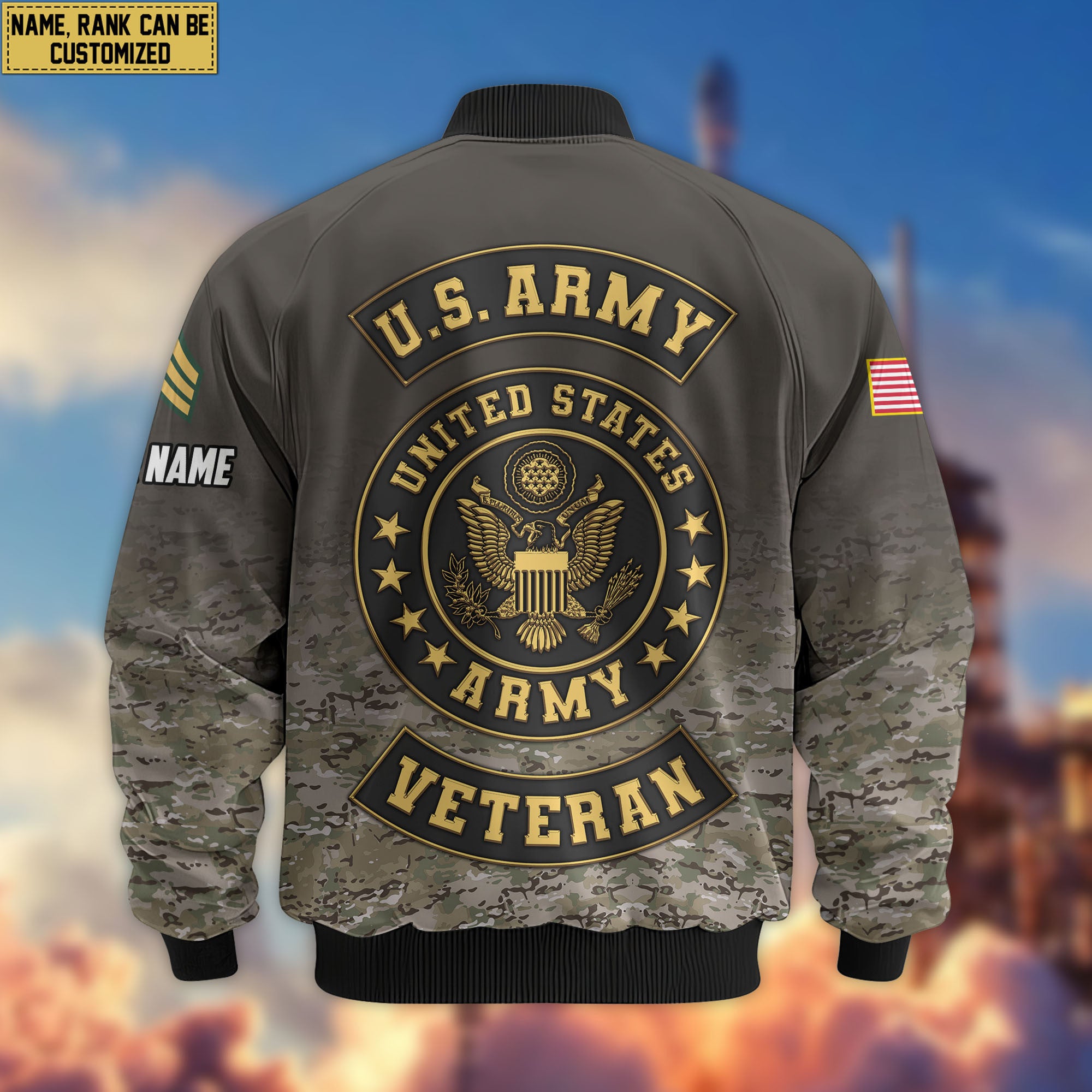Premium Custom US Army Veteran Bomber Jacket VPVC805701, Gifts For US Army Veteran, Gifts On Father's Day, Veterans Day.