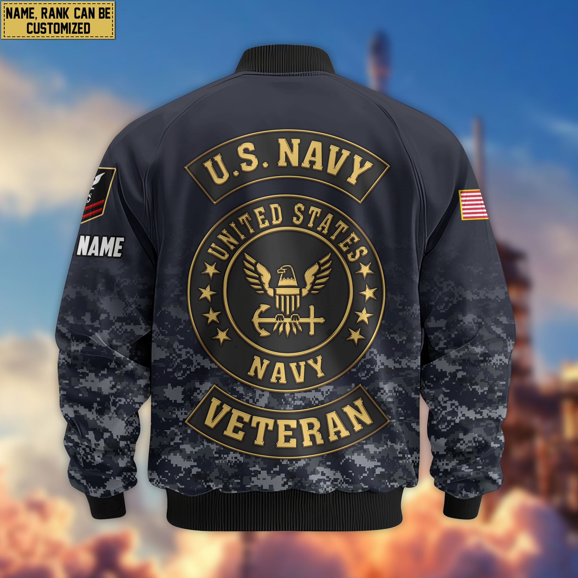 Premium Custom US Navy Veteran Bomber Jacket VPVC805702, Gifts For US Navy Veteran, Gifts On Father's Day, Veterans Day.