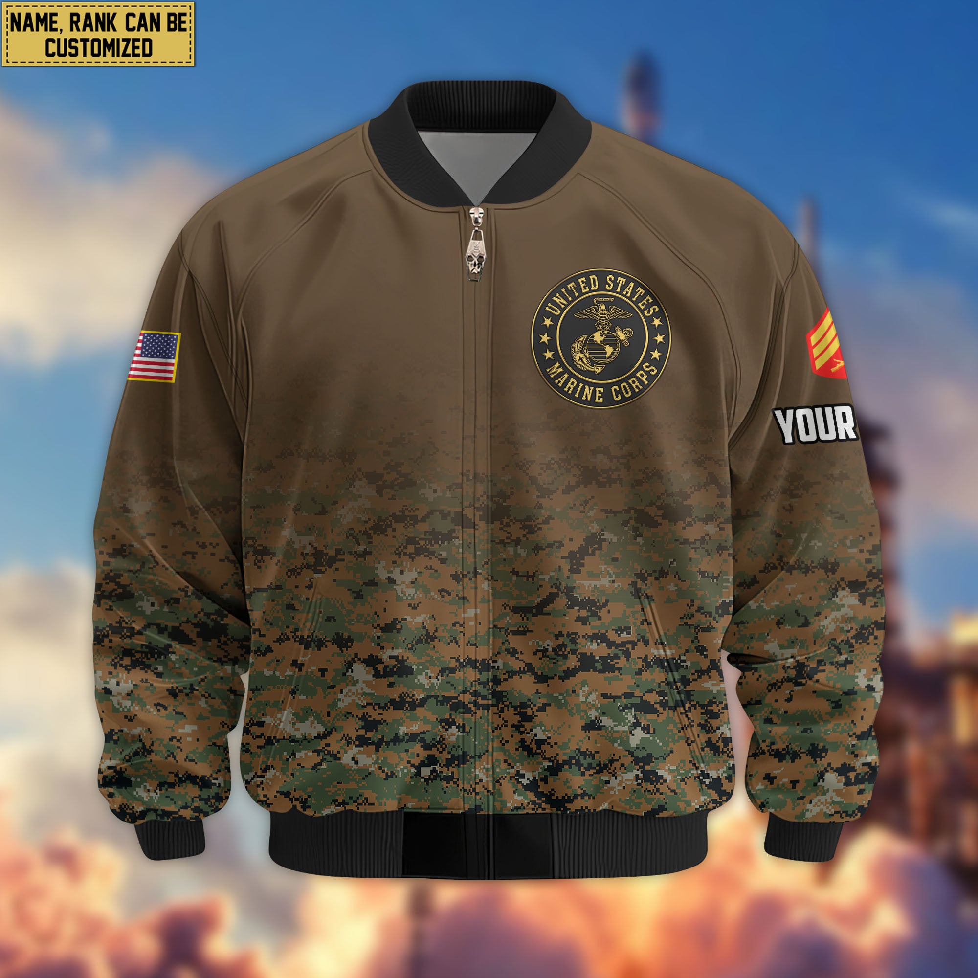 Premium Custom USMC Veteran Bomber Jacket VPVC805703, Gifts For US Marine Veteran, Gifts On Father's Day, Veterans Day.